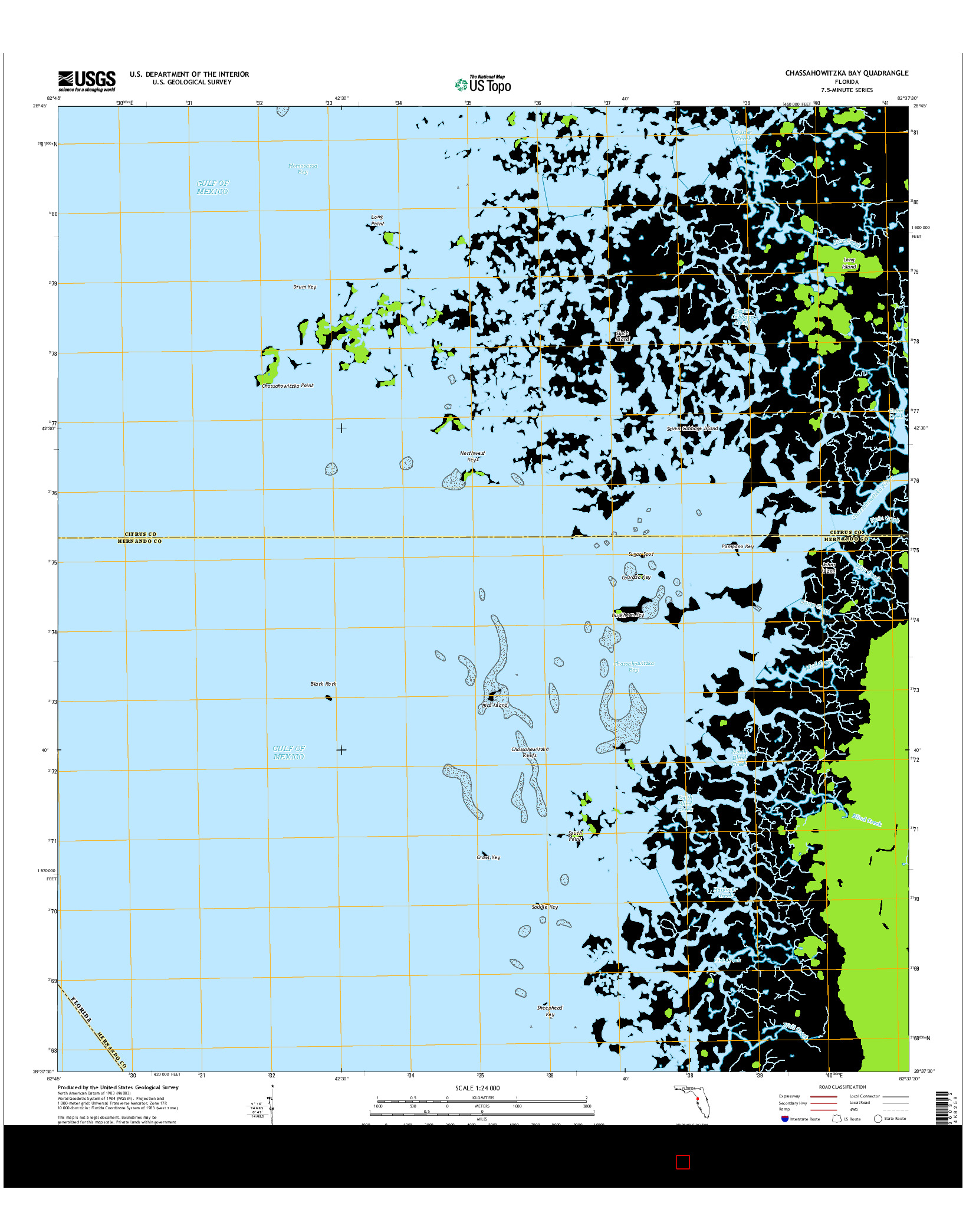 USGS US TOPO 7.5-MINUTE MAP FOR CHASSAHOWITZKA BAY, FL 2015