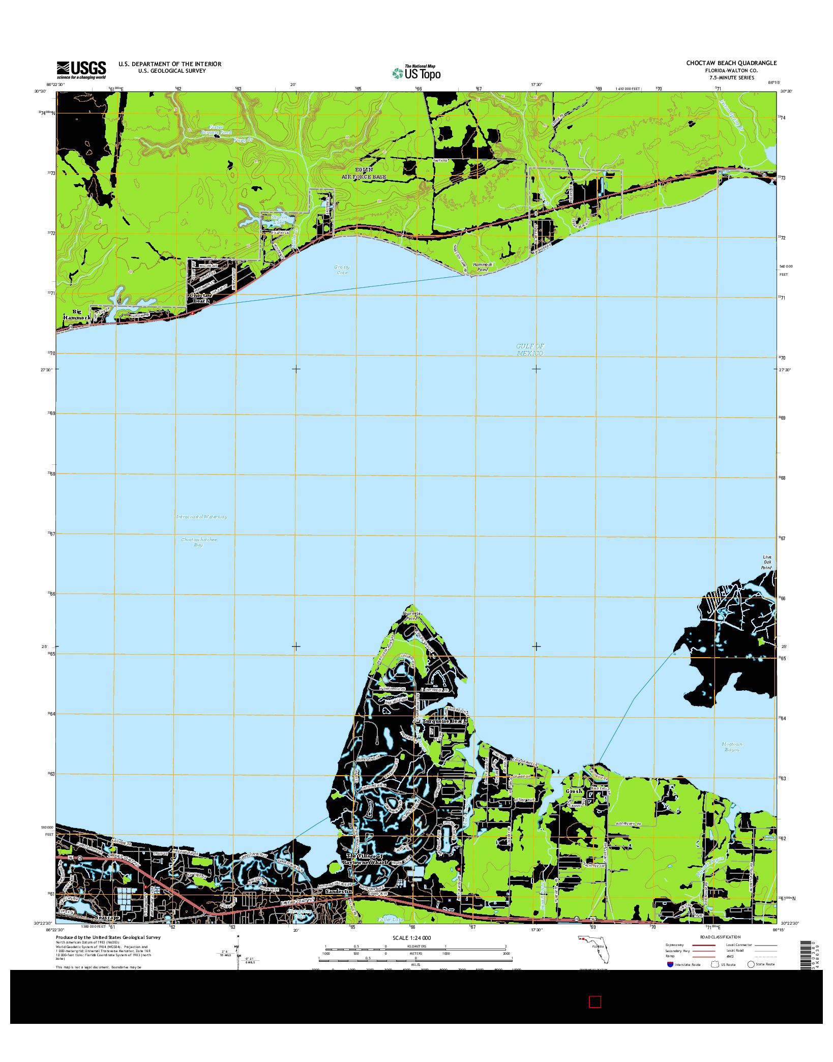 USGS US TOPO 7.5-MINUTE MAP FOR CHOCTAW BEACH, FL 2015