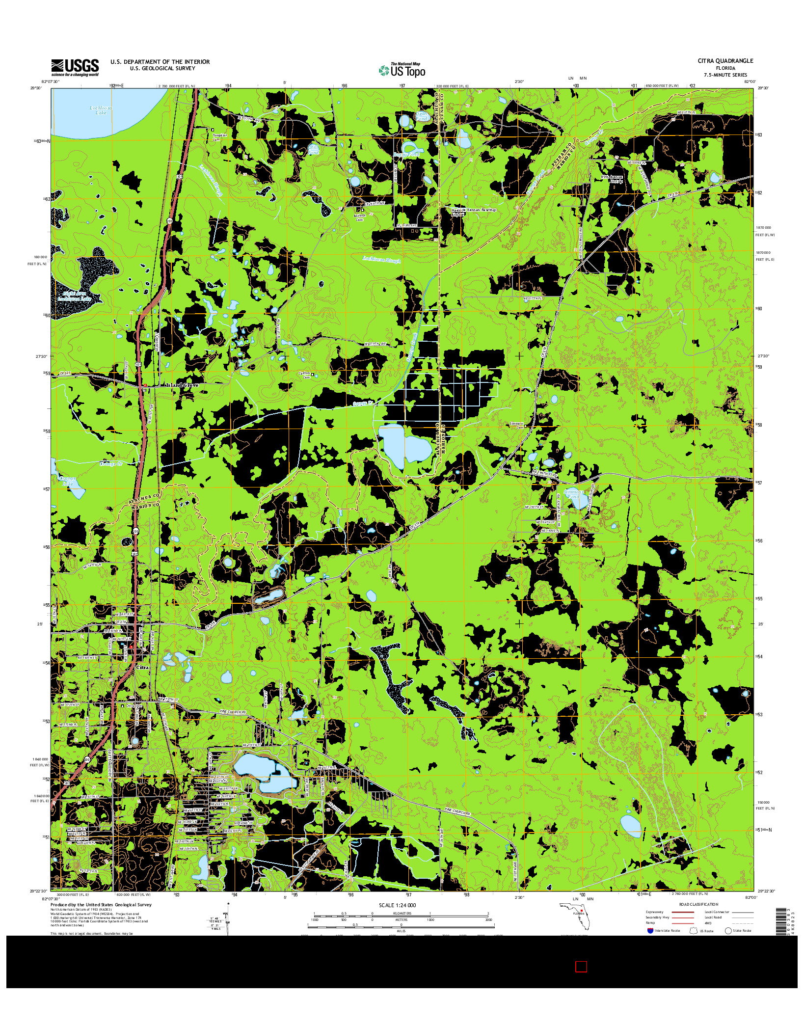 USGS US TOPO 7.5-MINUTE MAP FOR CITRA, FL 2015