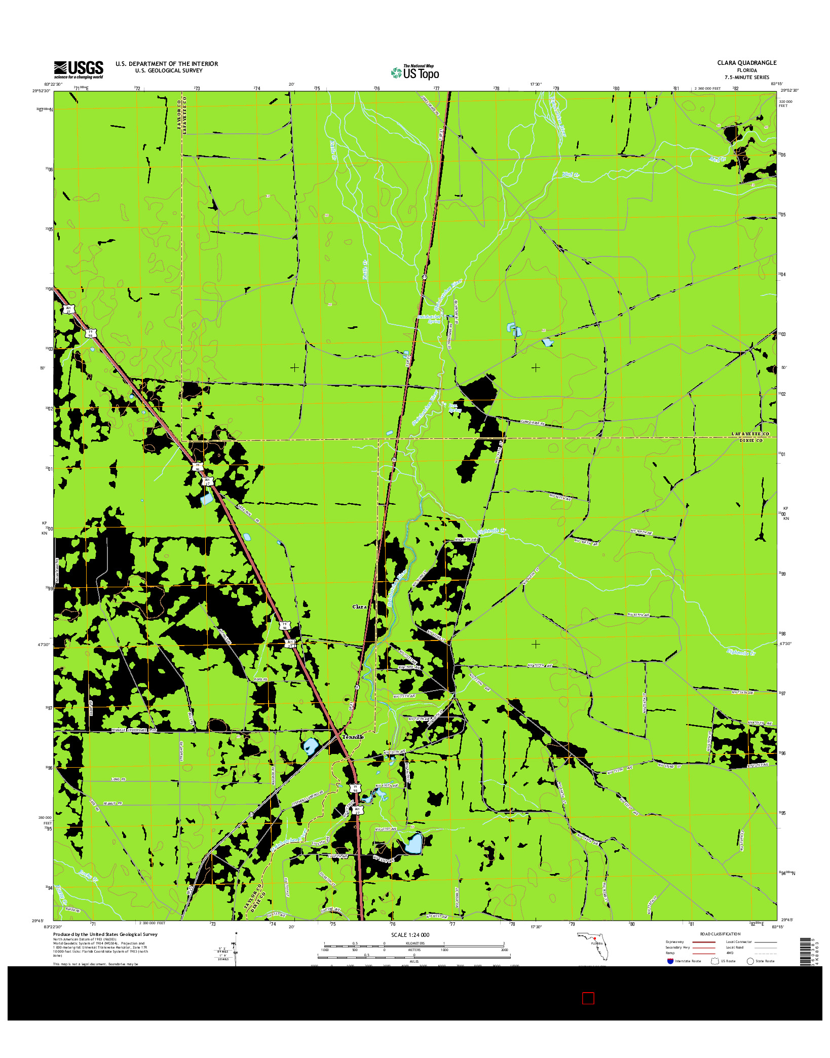 USGS US TOPO 7.5-MINUTE MAP FOR CLARA, FL 2015