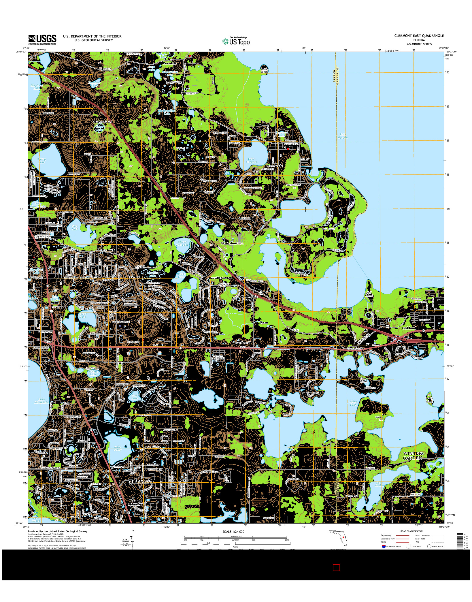 USGS US TOPO 7.5-MINUTE MAP FOR CLERMONT EAST, FL 2015