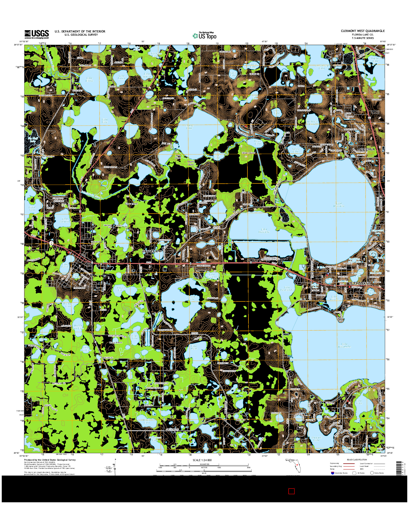 USGS US TOPO 7.5-MINUTE MAP FOR CLERMONT WEST, FL 2015