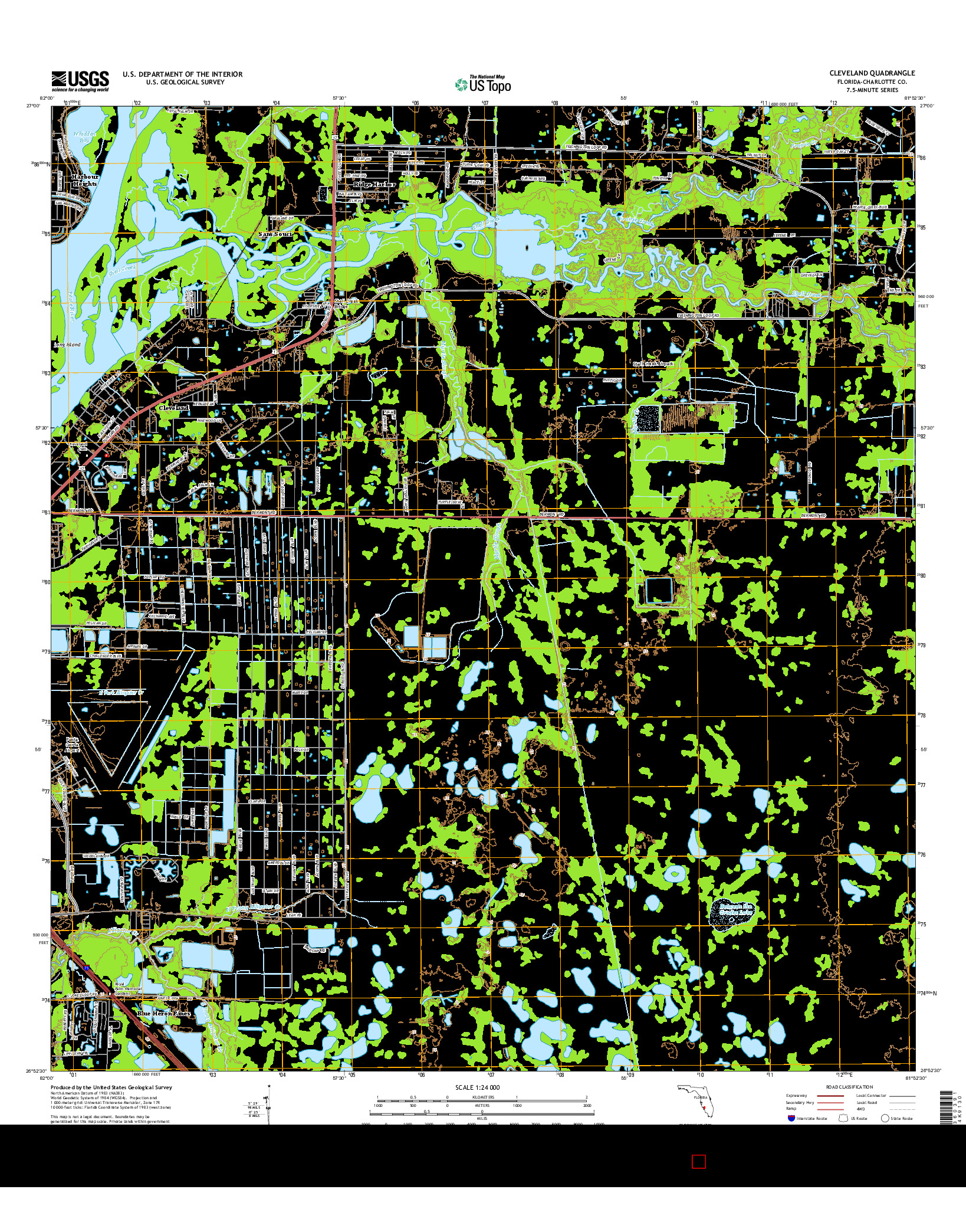USGS US TOPO 7.5-MINUTE MAP FOR CLEVELAND, FL 2015