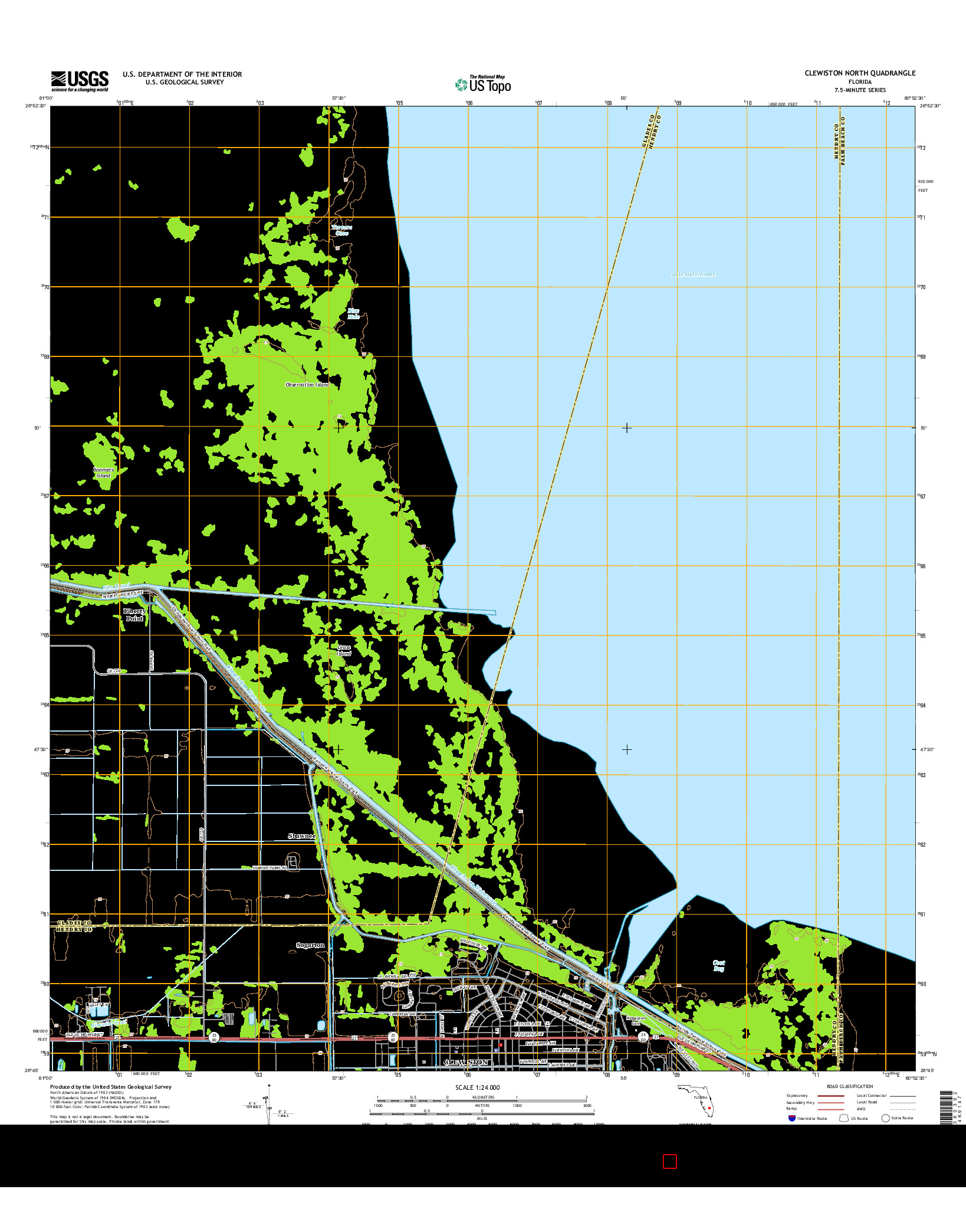 USGS US TOPO 7.5-MINUTE MAP FOR CLEWISTON NORTH, FL 2015