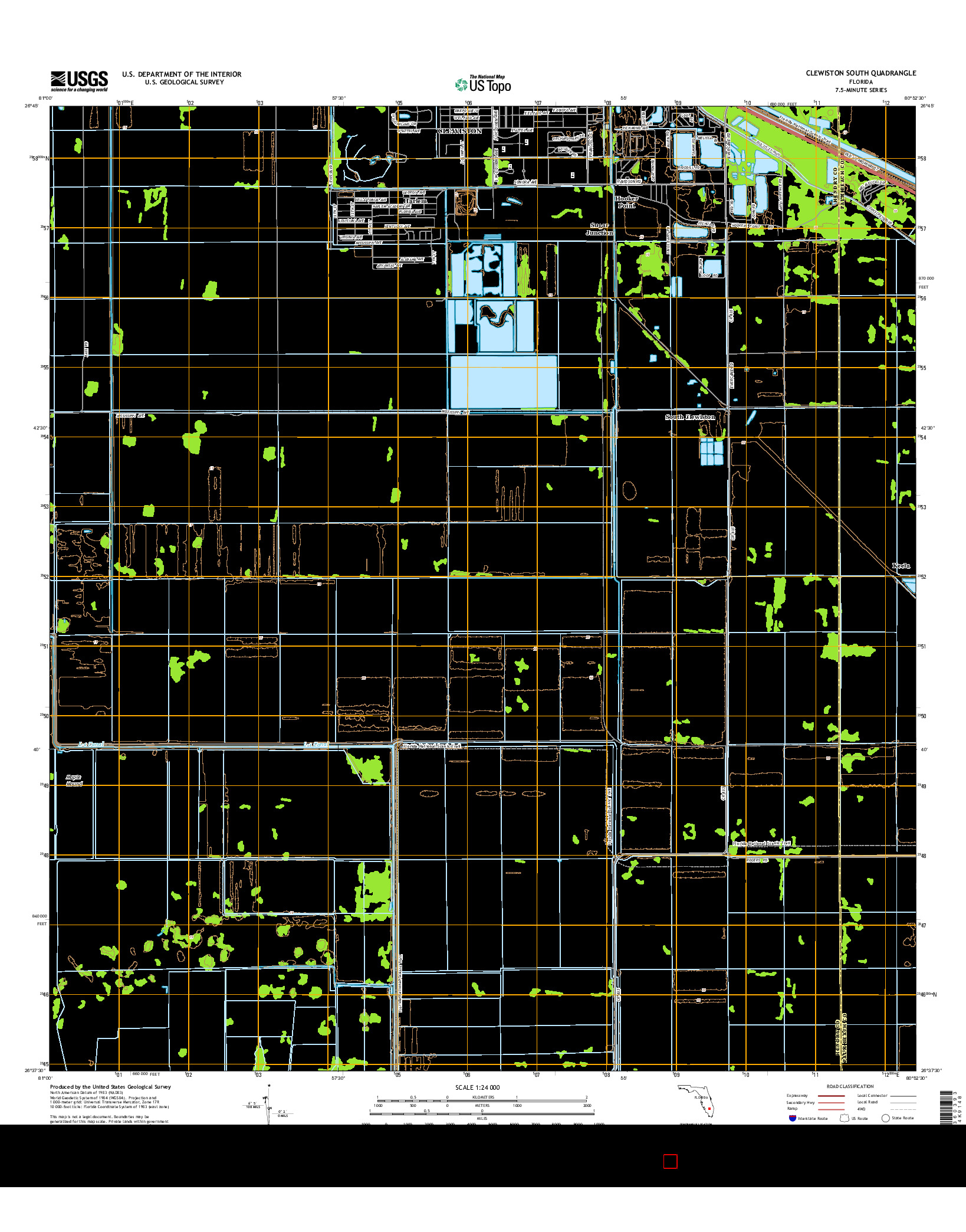 USGS US TOPO 7.5-MINUTE MAP FOR CLEWISTON SOUTH, FL 2015