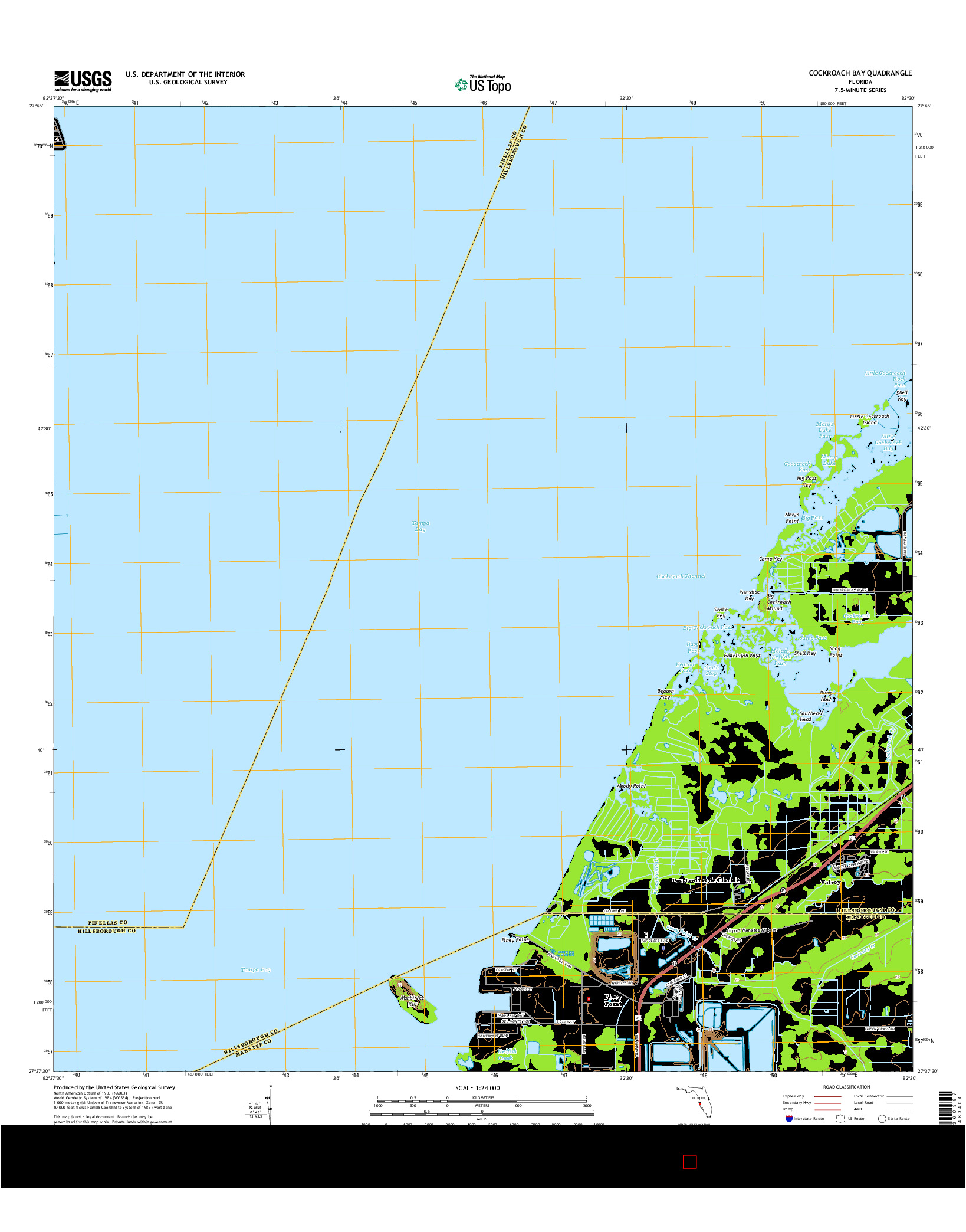 USGS US TOPO 7.5-MINUTE MAP FOR COCKROACH BAY, FL 2015
