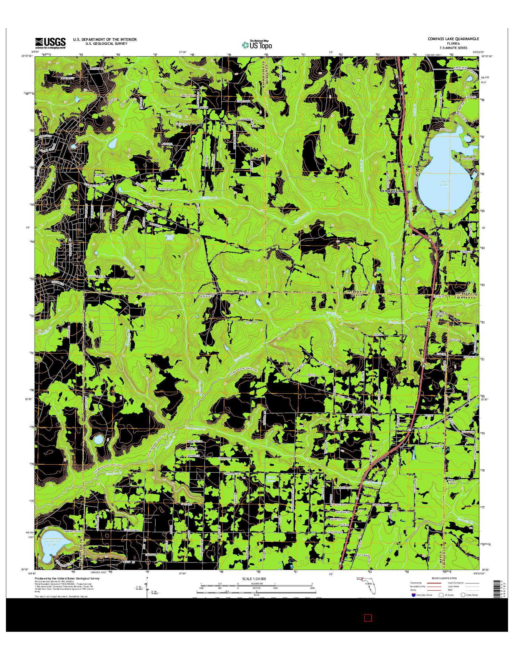USGS US TOPO 7.5-MINUTE MAP FOR COMPASS LAKE, FL 2015