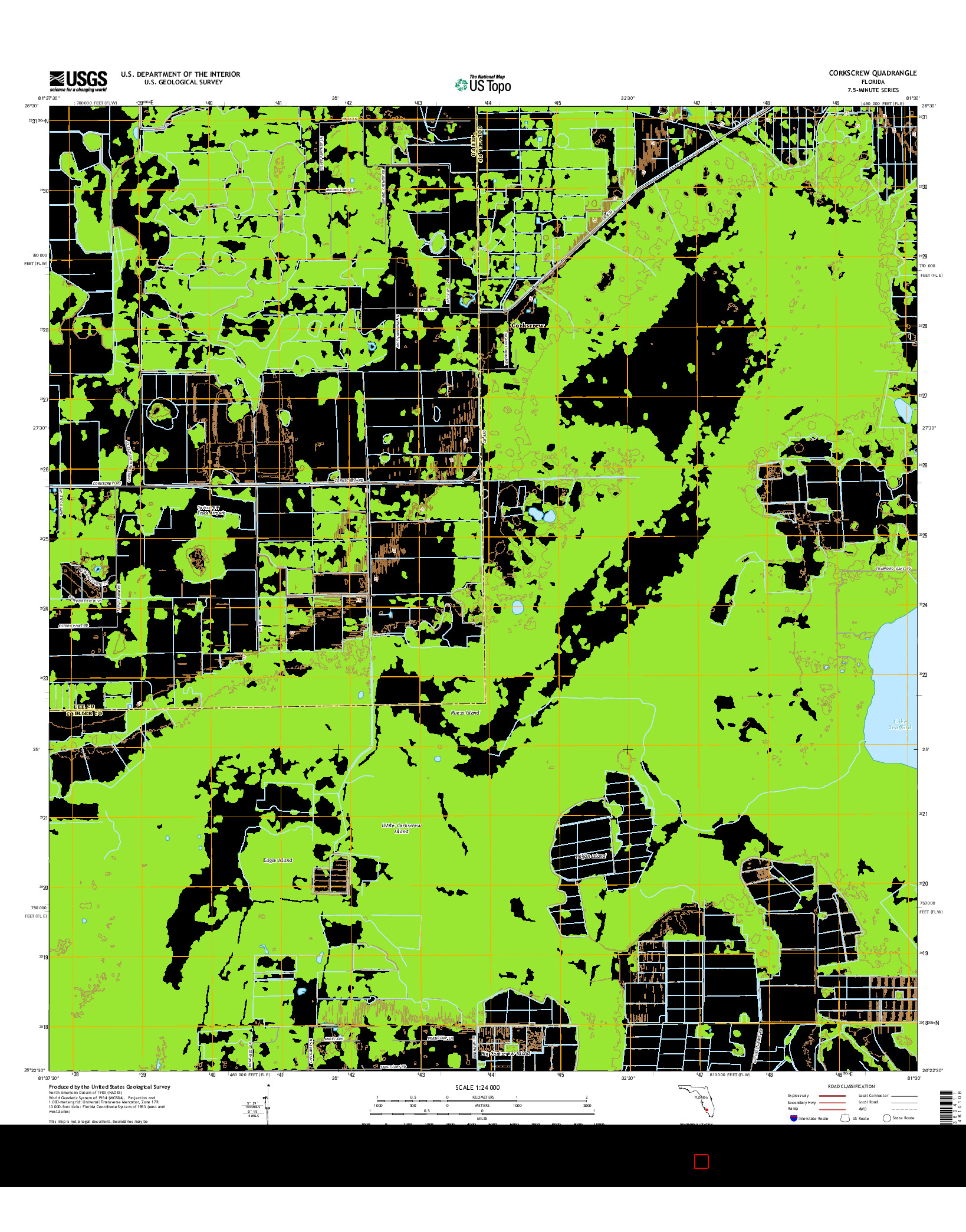 USGS US TOPO 7.5-MINUTE MAP FOR CORKSCREW, FL 2015