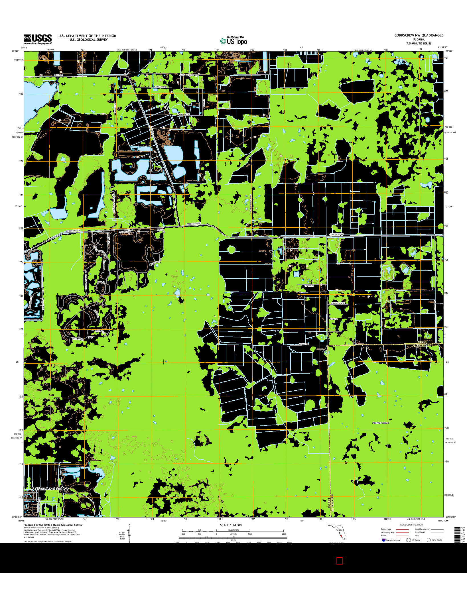 USGS US TOPO 7.5-MINUTE MAP FOR CORKSCREW NW, FL 2015