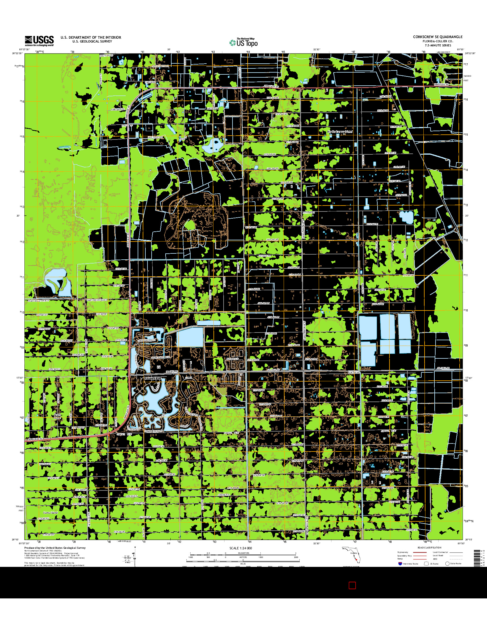 USGS US TOPO 7.5-MINUTE MAP FOR CORKSCREW SE, FL 2015