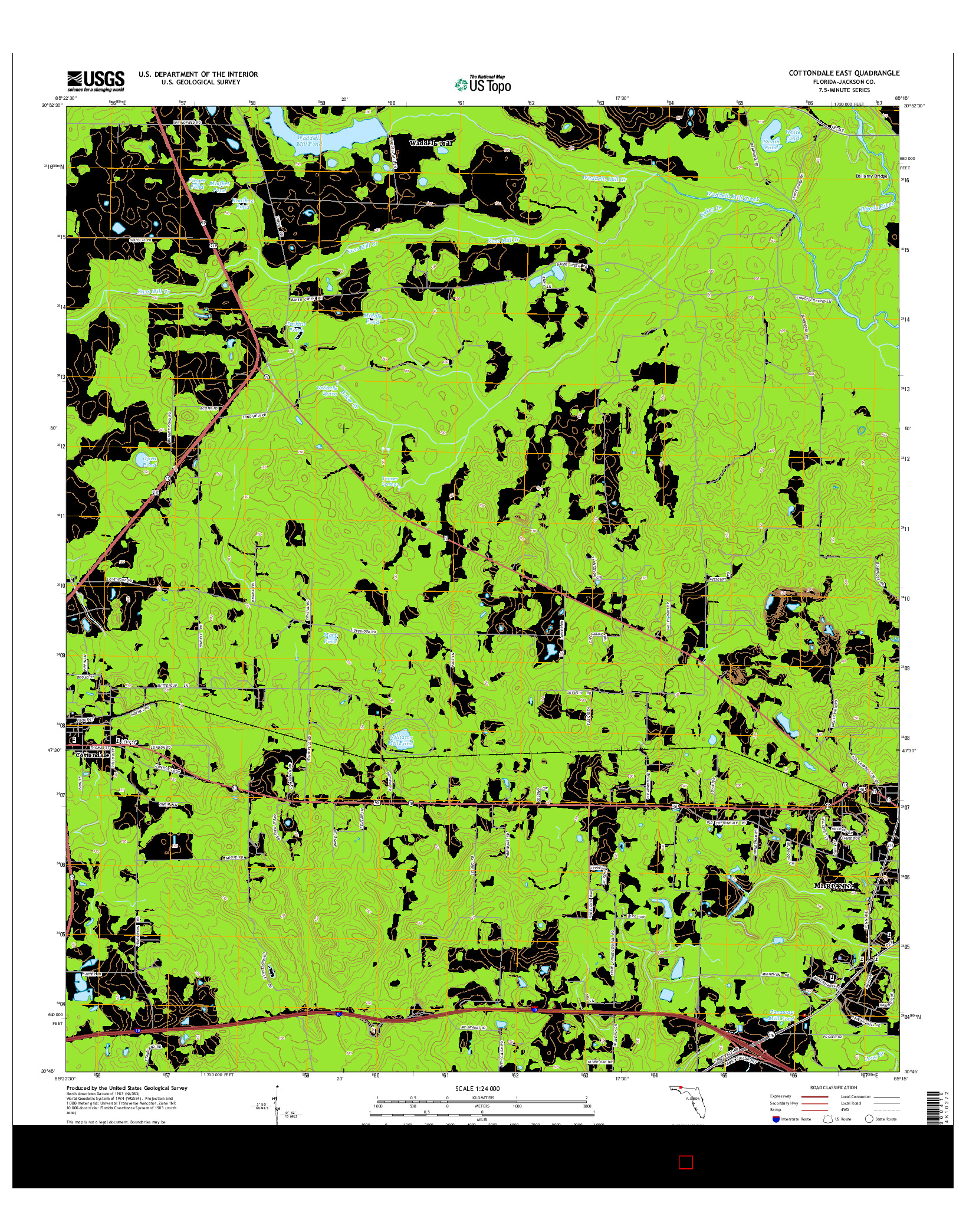 USGS US TOPO 7.5-MINUTE MAP FOR COTTONDALE EAST, FL 2015