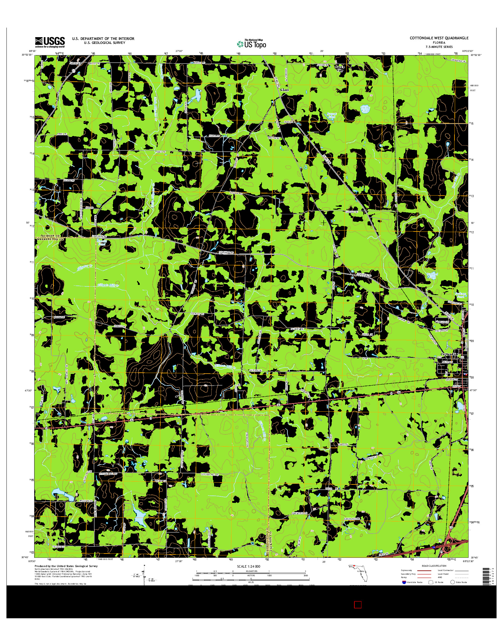 USGS US TOPO 7.5-MINUTE MAP FOR COTTONDALE WEST, FL 2015