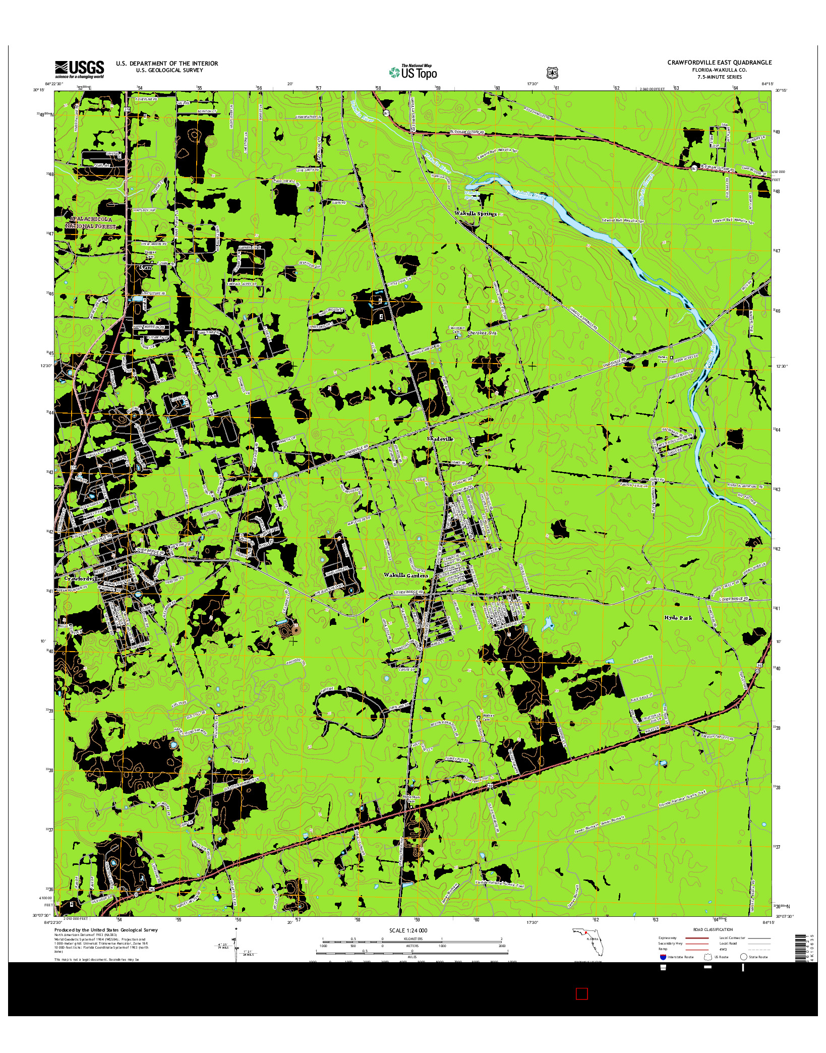 USGS US TOPO 7.5-MINUTE MAP FOR CRAWFORDVILLE EAST, FL 2015