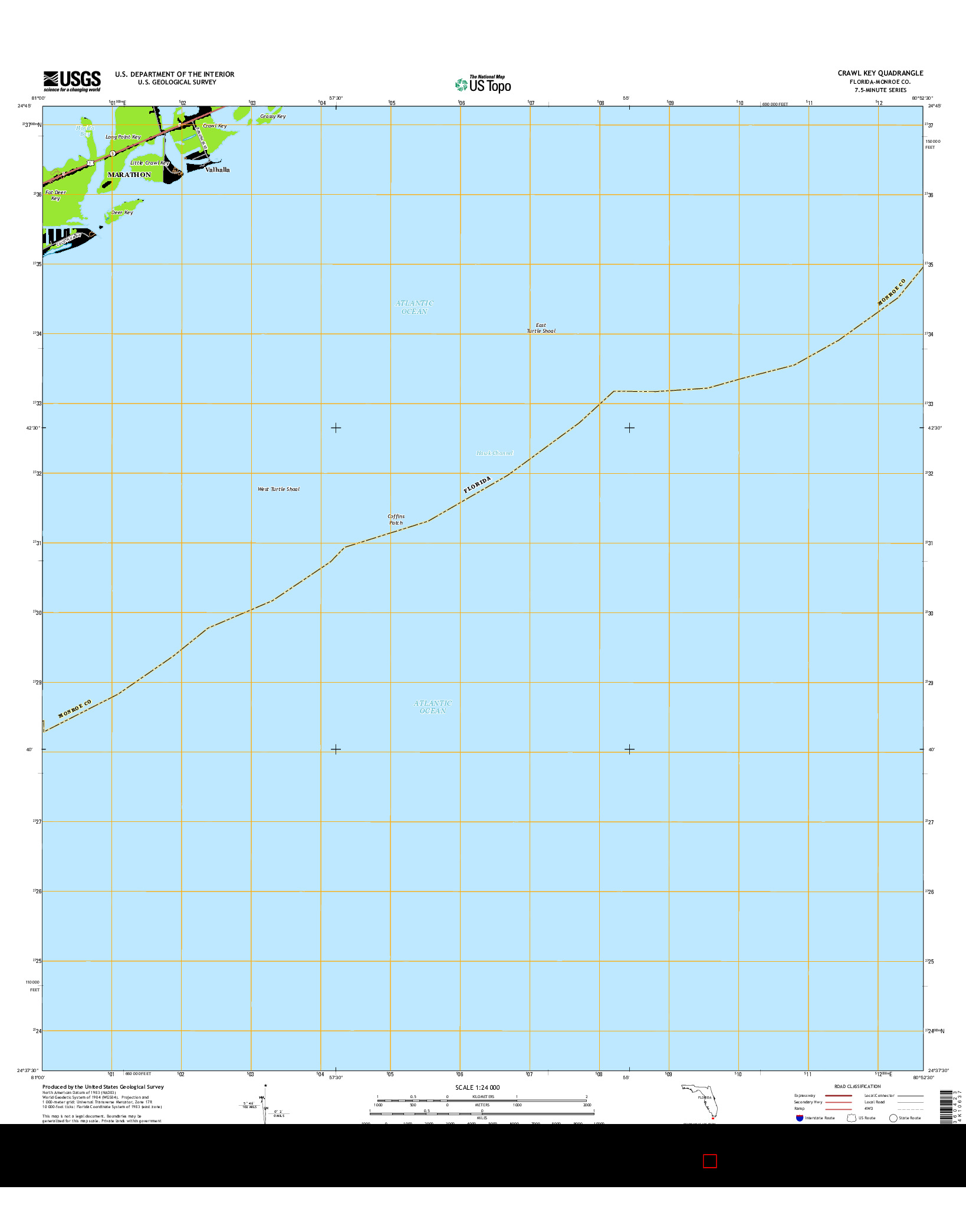 USGS US TOPO 7.5-MINUTE MAP FOR CRAWL KEY, FL 2015