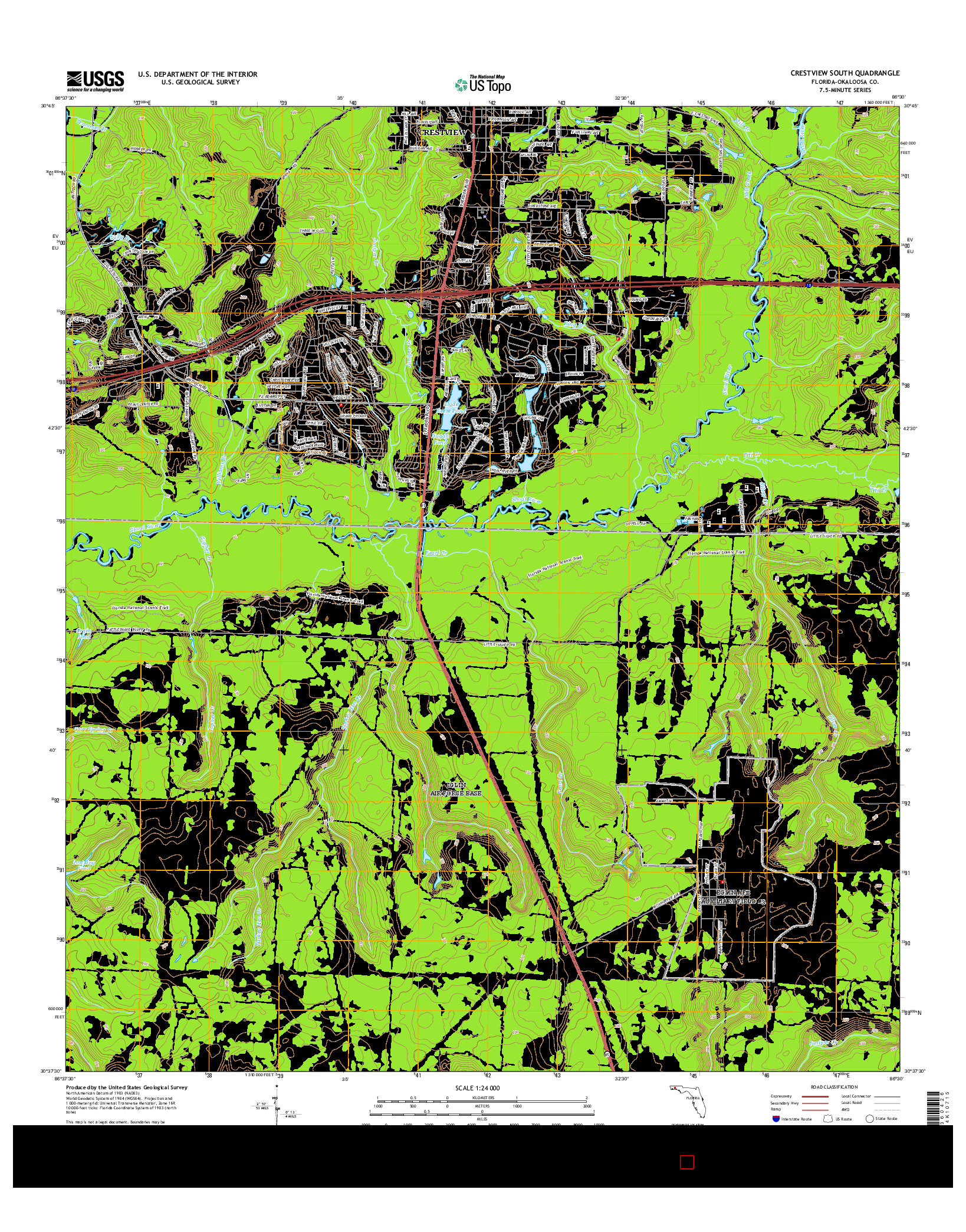 USGS US TOPO 7.5-MINUTE MAP FOR CRESTVIEW SOUTH, FL 2015