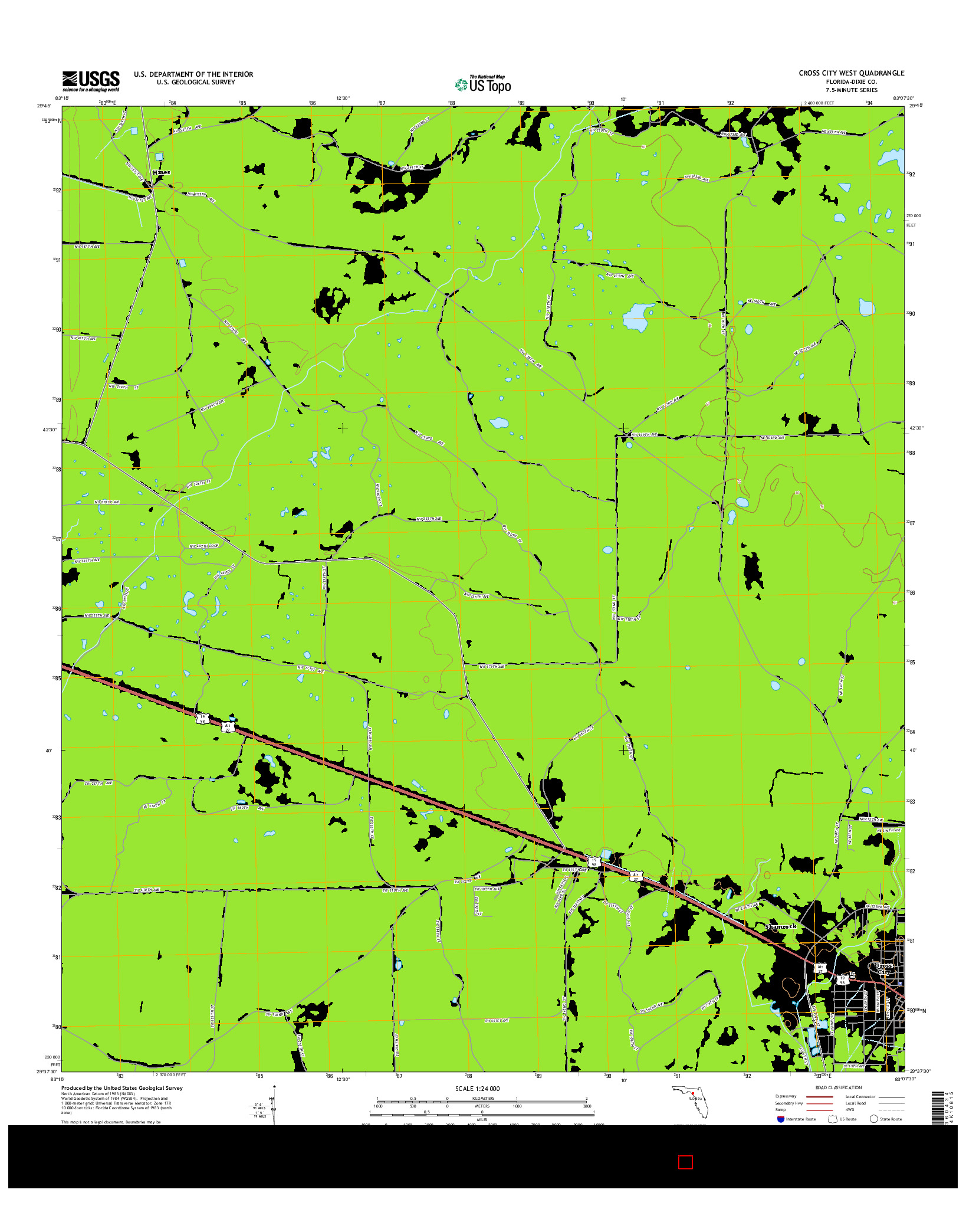USGS US TOPO 7.5-MINUTE MAP FOR CROSS CITY WEST, FL 2015