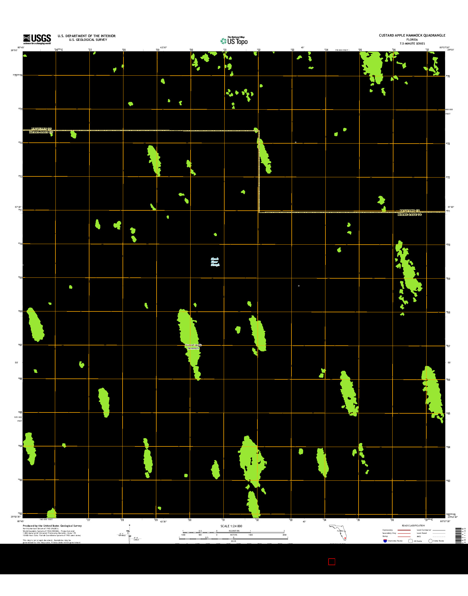 USGS US TOPO 7.5-MINUTE MAP FOR CUSTARD APPLE HAMMOCK, FL 2015