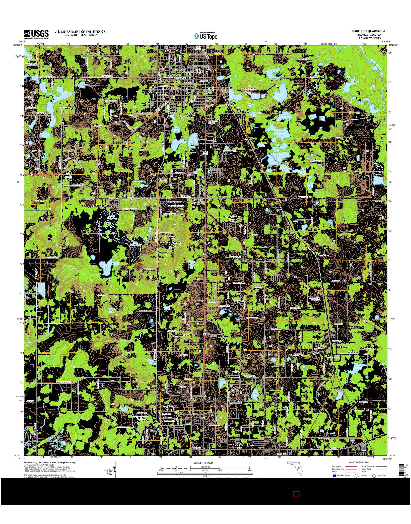 USGS US TOPO 7.5-MINUTE MAP FOR DADE CITY, FL 2015