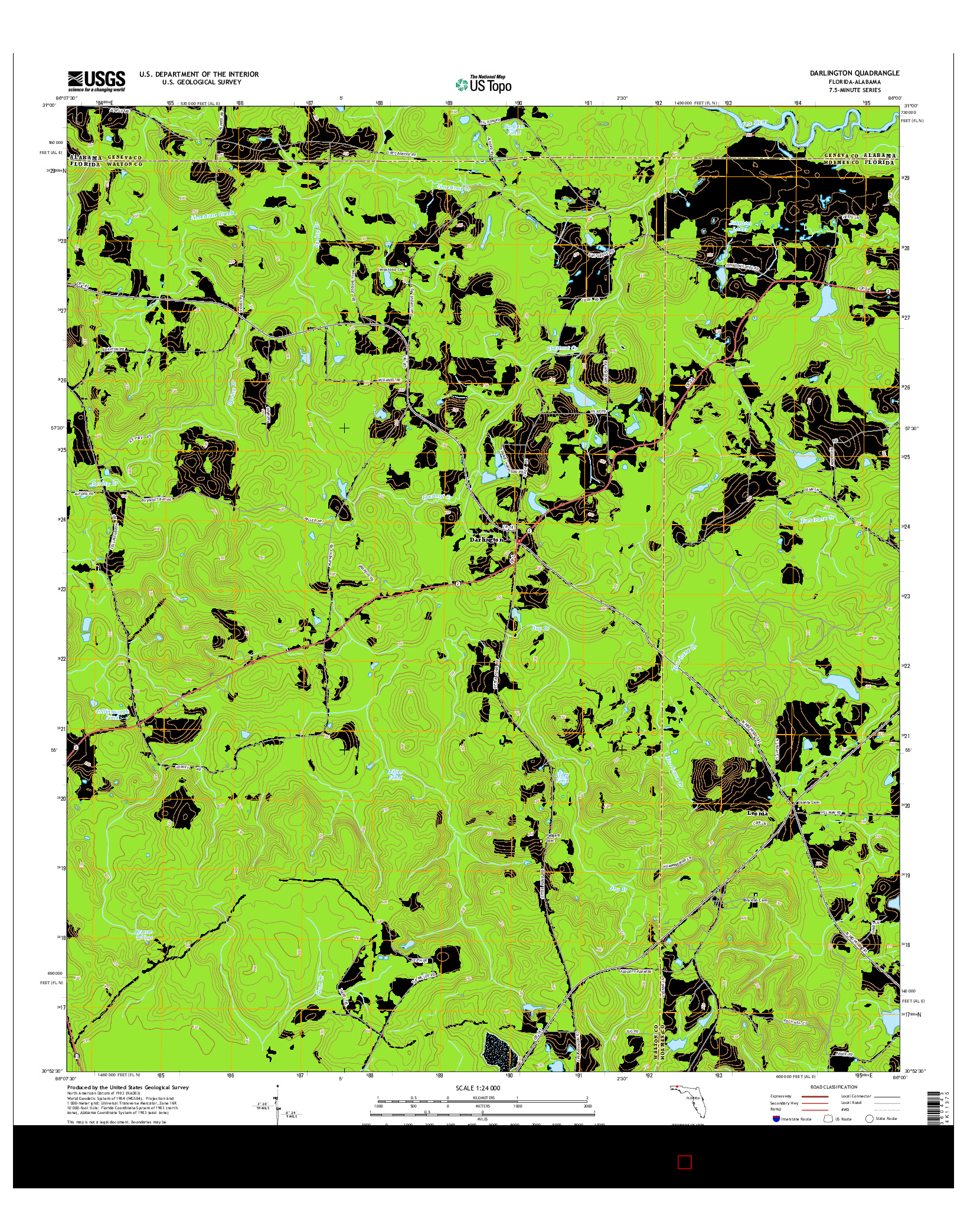 USGS US TOPO 7.5-MINUTE MAP FOR DARLINGTON, FL-AL 2015