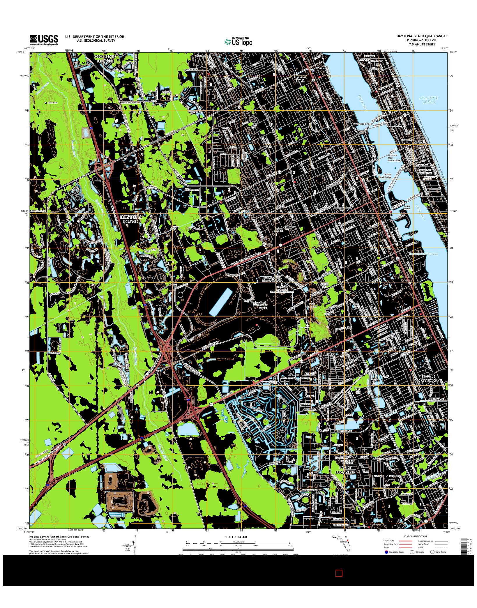 USGS US TOPO 7.5-MINUTE MAP FOR DAYTONA BEACH, FL 2015