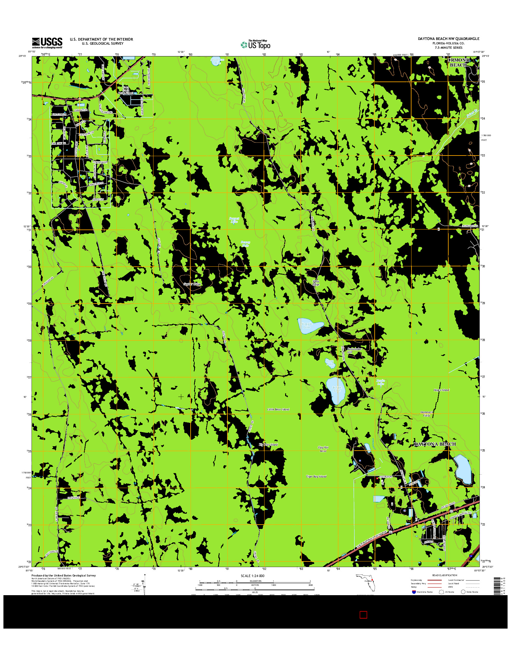 USGS US TOPO 7.5-MINUTE MAP FOR DAYTONA BEACH NW, FL 2015