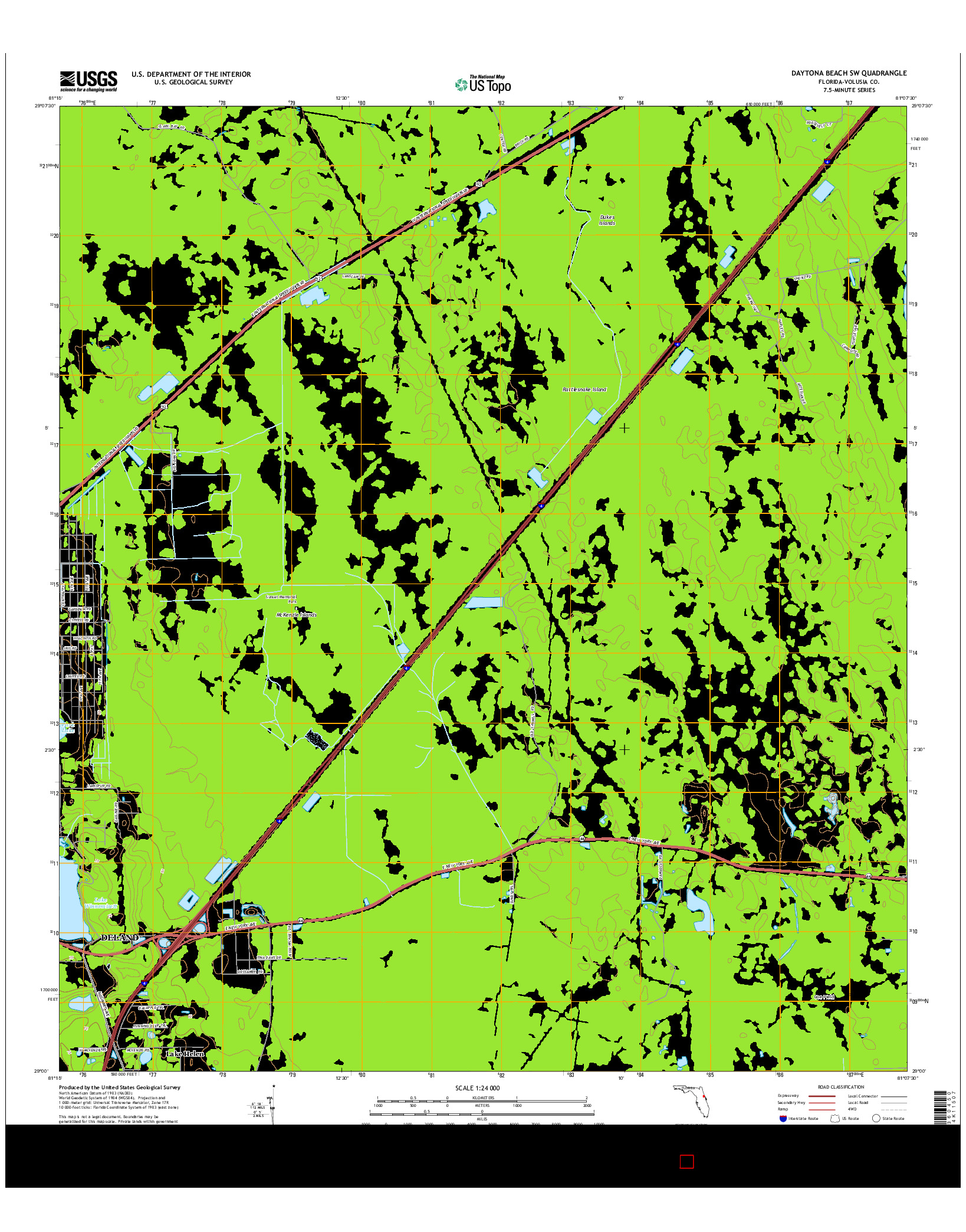 USGS US TOPO 7.5-MINUTE MAP FOR DAYTONA BEACH SW, FL 2015