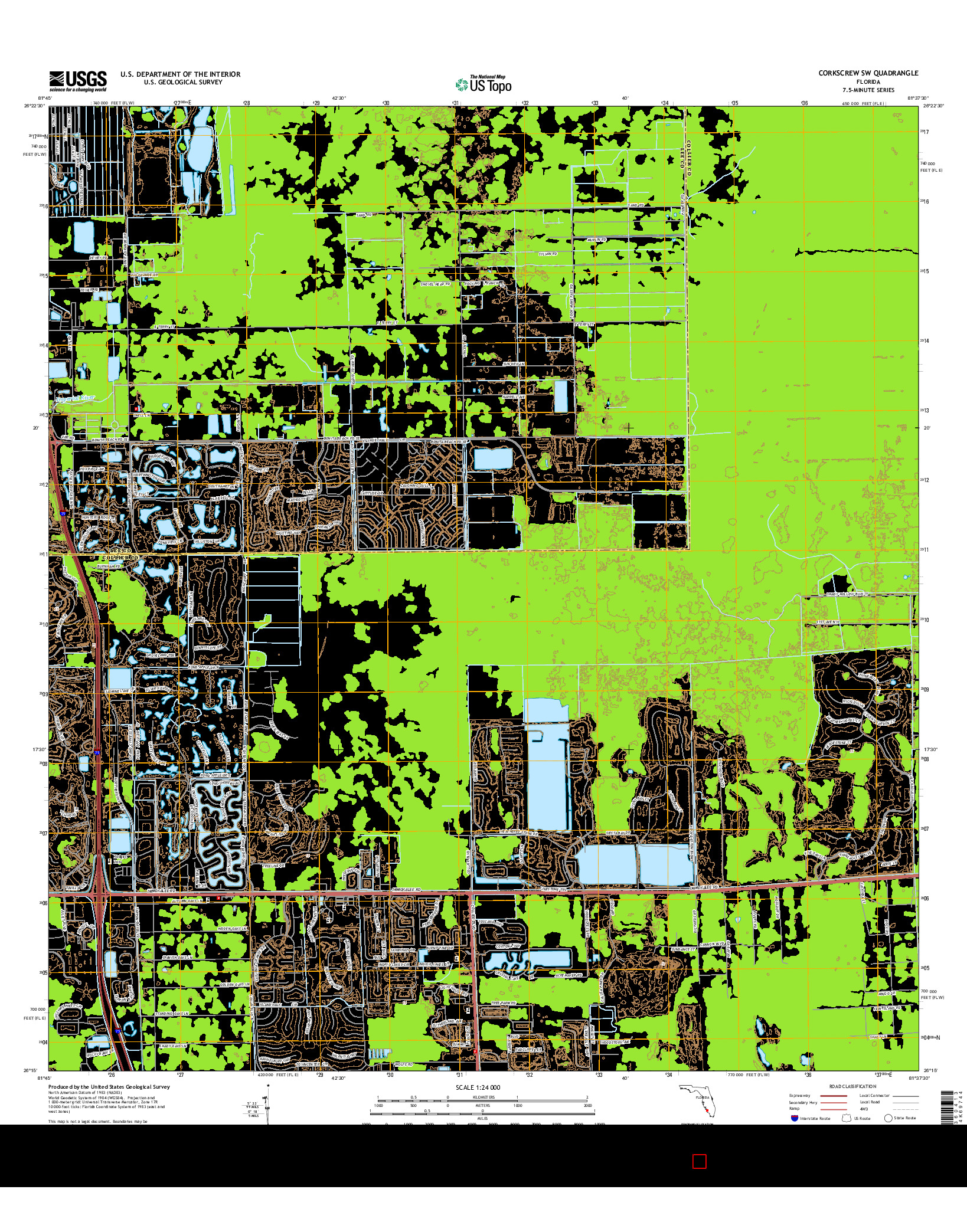 USGS US TOPO 7.5-MINUTE MAP FOR CORKSCREW SW, FL 2015