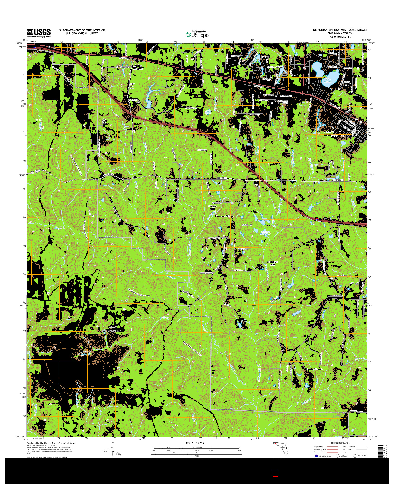 USGS US TOPO 7.5-MINUTE MAP FOR DE FUNIAK SPRINGS WEST, FL 2015