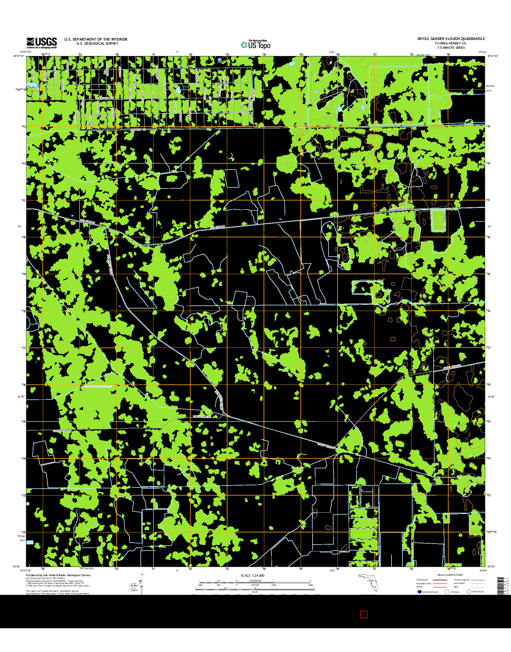 USGS US TOPO 7.5-MINUTE MAP FOR DEVILS GARDEN SLOUGH, FL 2015