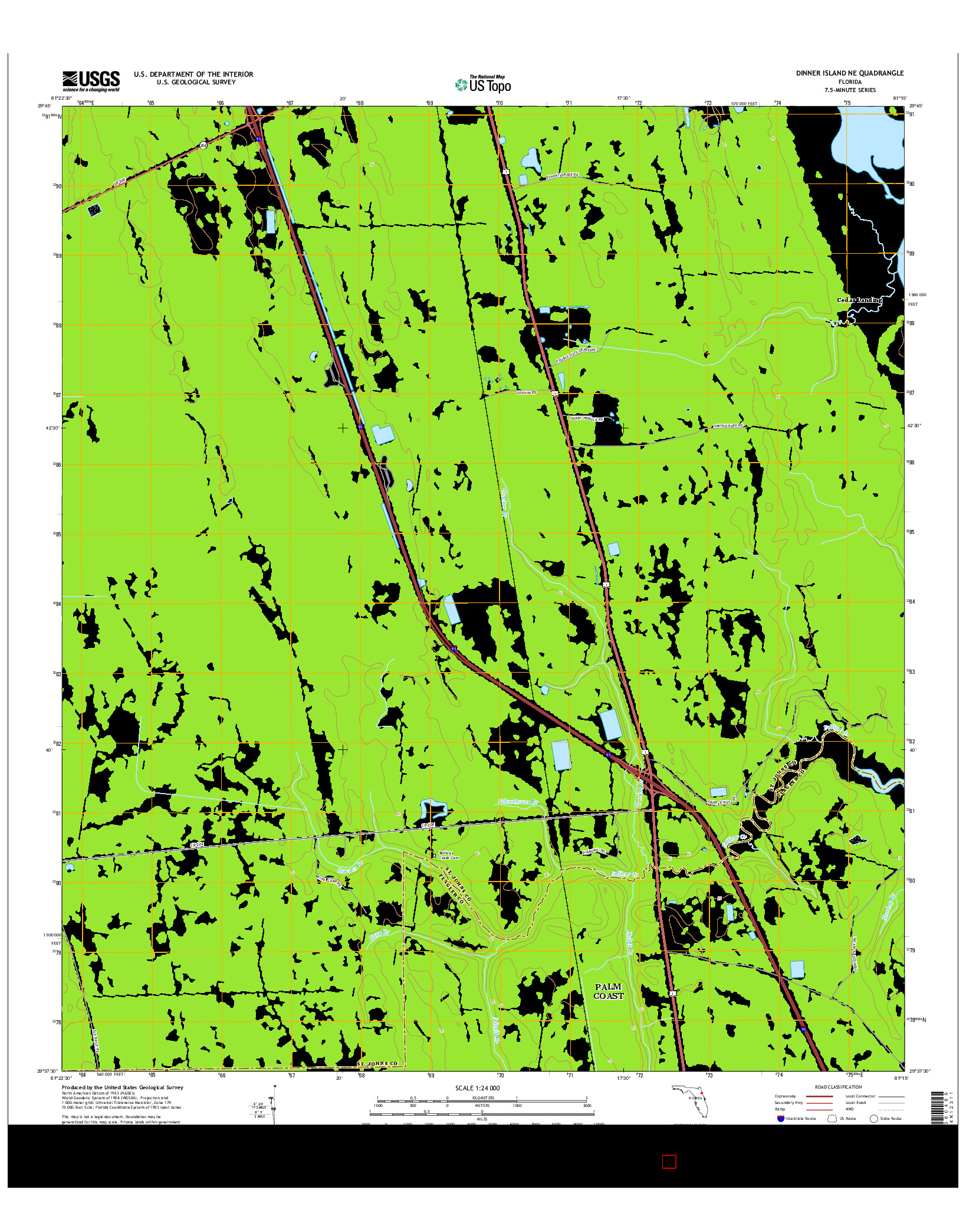 USGS US TOPO 7.5-MINUTE MAP FOR DINNER ISLAND NE, FL 2015