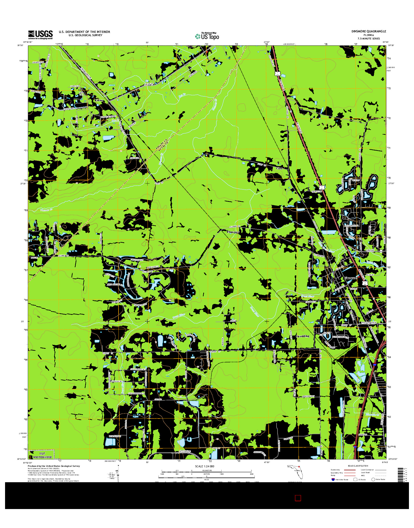 USGS US TOPO 7.5-MINUTE MAP FOR DINSMORE, FL 2015