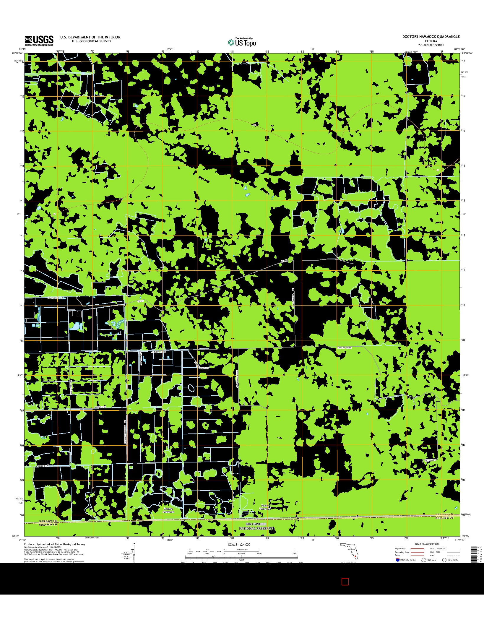 USGS US TOPO 7.5-MINUTE MAP FOR DOCTORS HAMMOCK, FL 2015