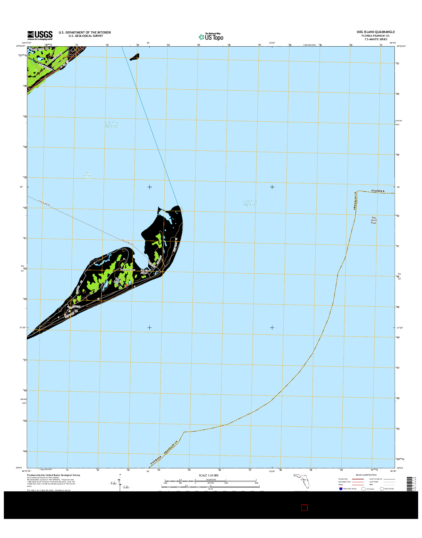 USGS US TOPO 7.5-MINUTE MAP FOR DOG ISLAND, FL 2015