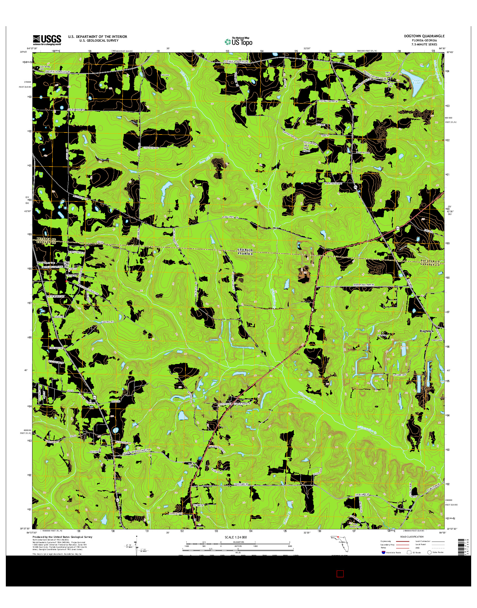 USGS US TOPO 7.5-MINUTE MAP FOR DOGTOWN, FL-GA 2015