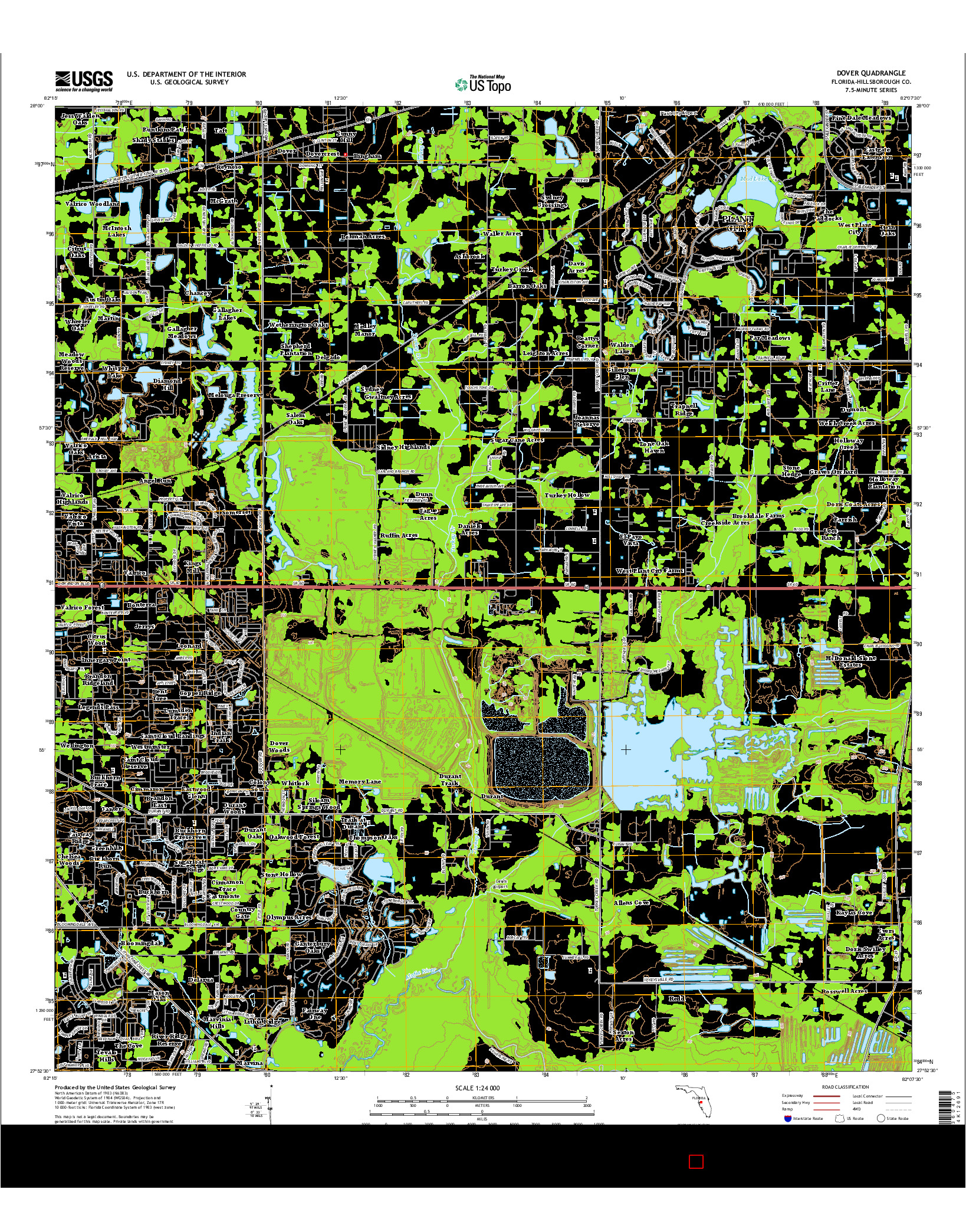 USGS US TOPO 7.5-MINUTE MAP FOR DOVER, FL 2015