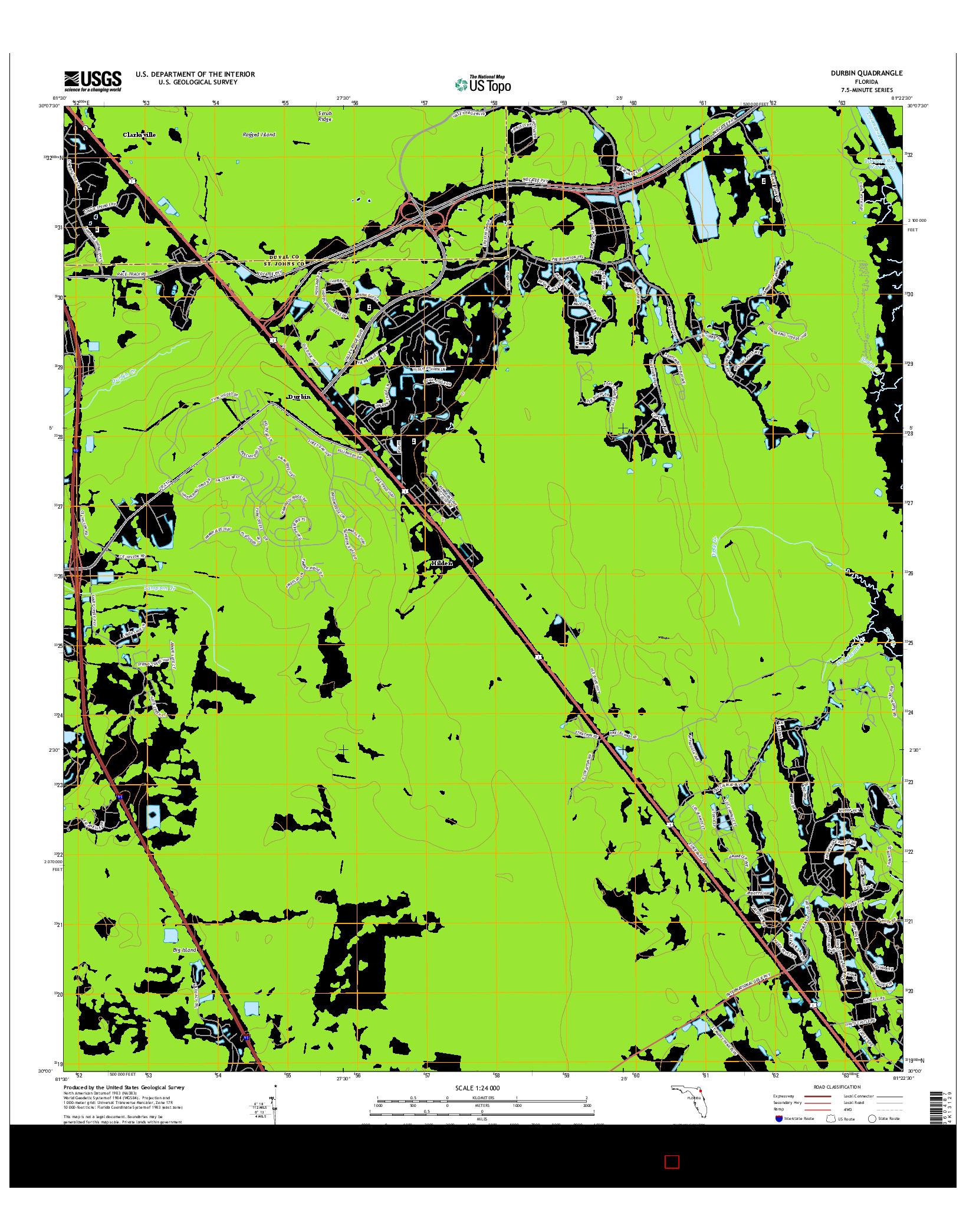 USGS US TOPO 7.5-MINUTE MAP FOR DURBIN, FL 2015