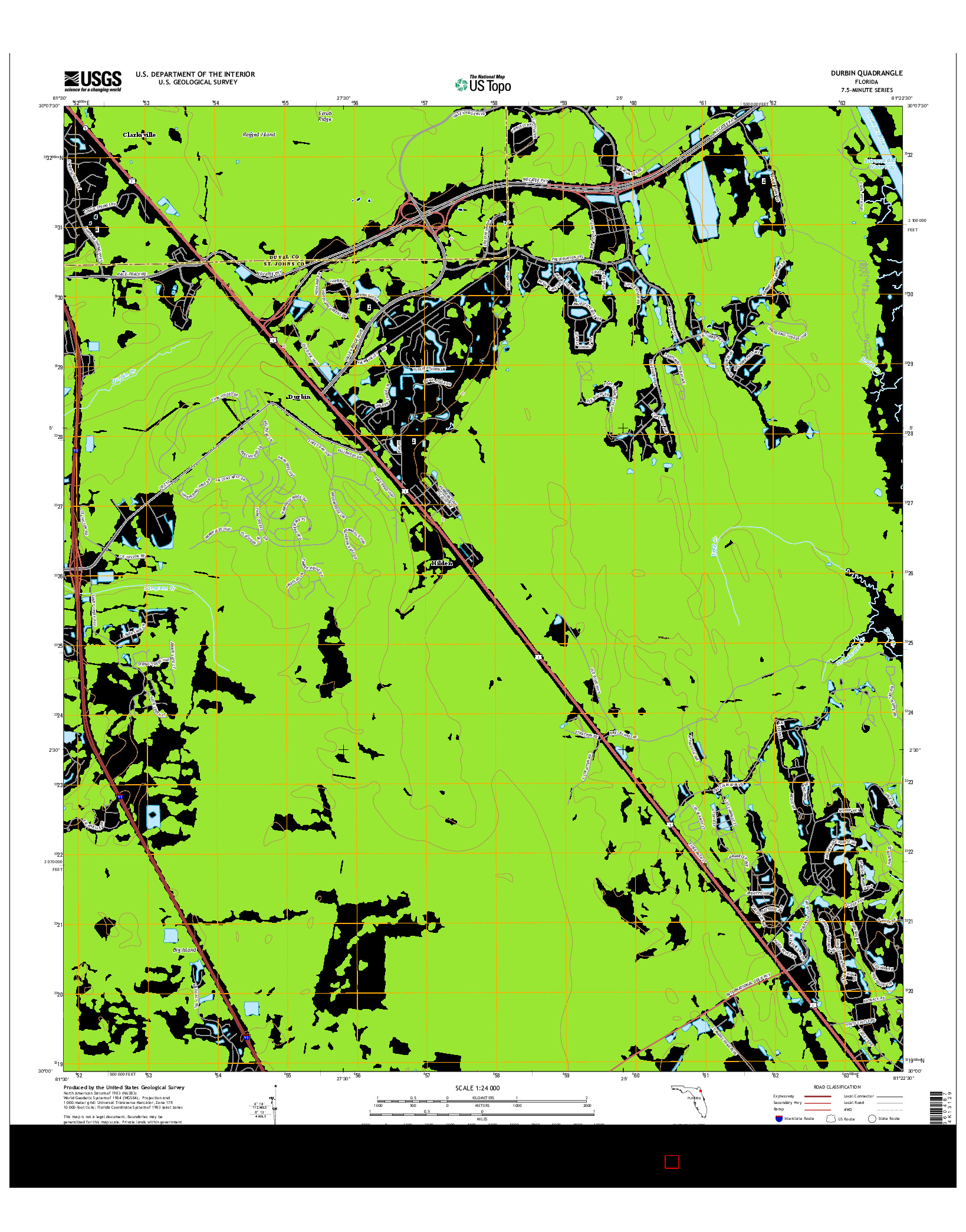 USGS US TOPO 7.5-MINUTE MAP FOR DURBIN, FL 2015