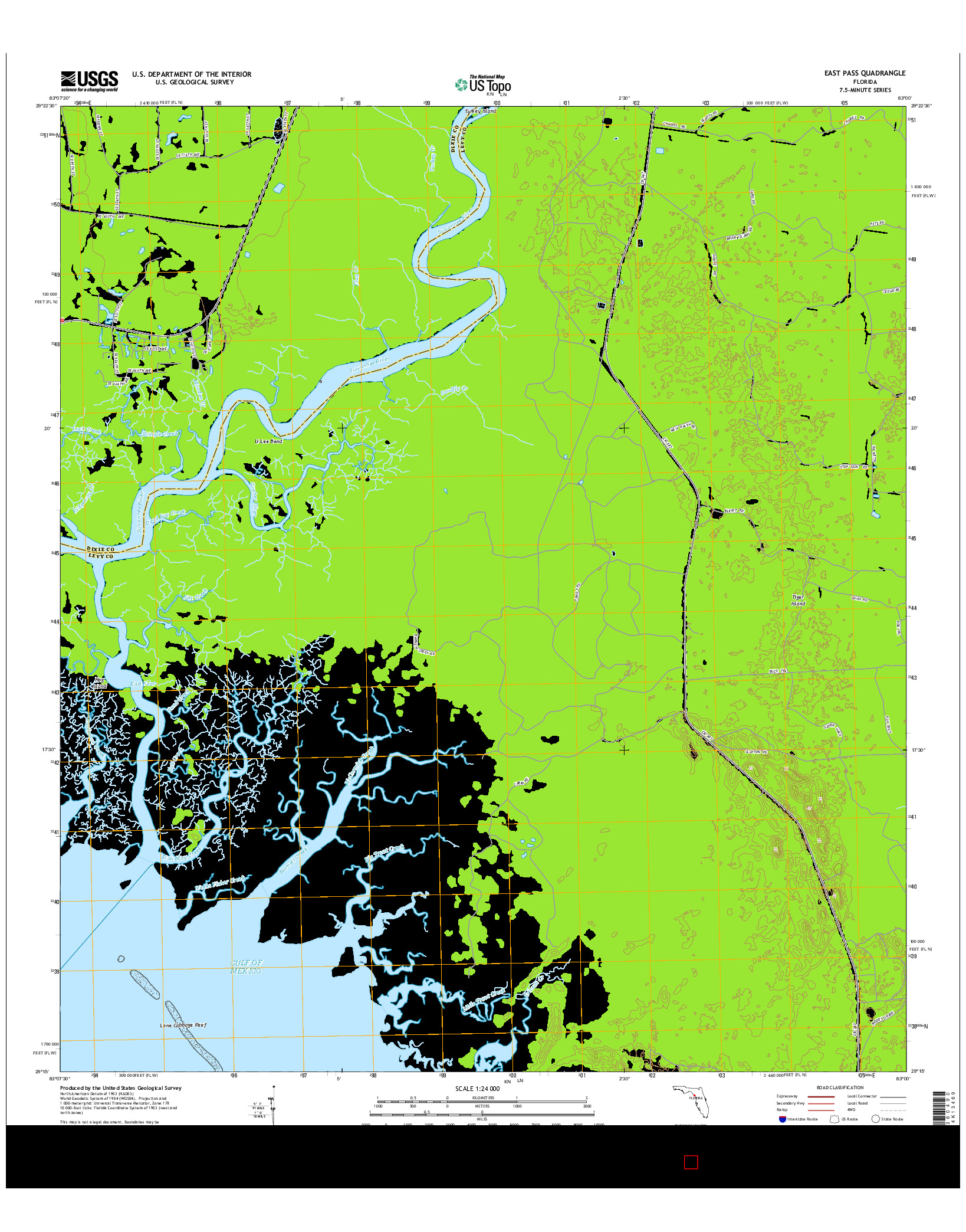USGS US TOPO 7.5-MINUTE MAP FOR EAST PASS, FL 2015