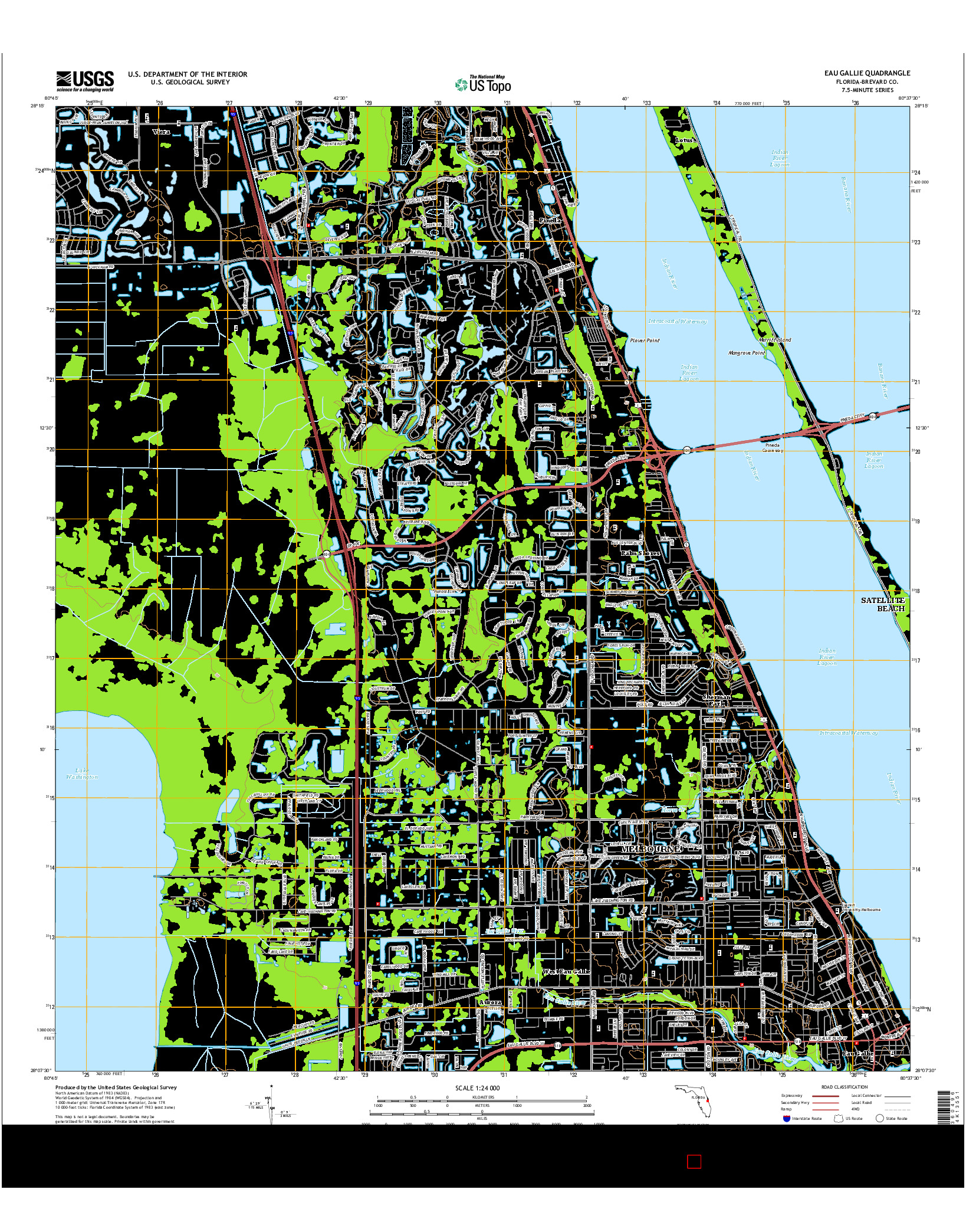 USGS US TOPO 7.5-MINUTE MAP FOR EAU GALLIE, FL 2015