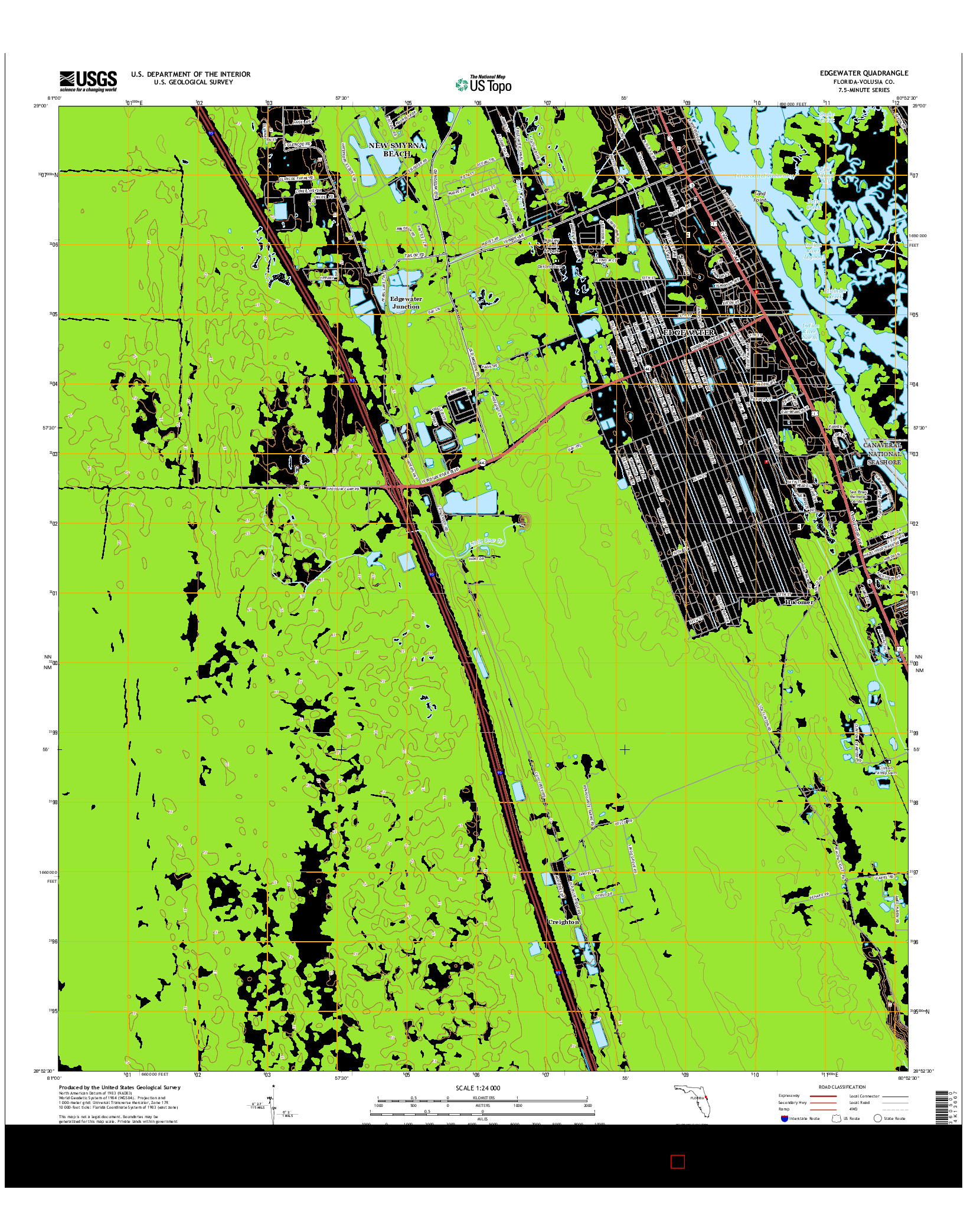 USGS US TOPO 7.5-MINUTE MAP FOR EDGEWATER, FL 2015