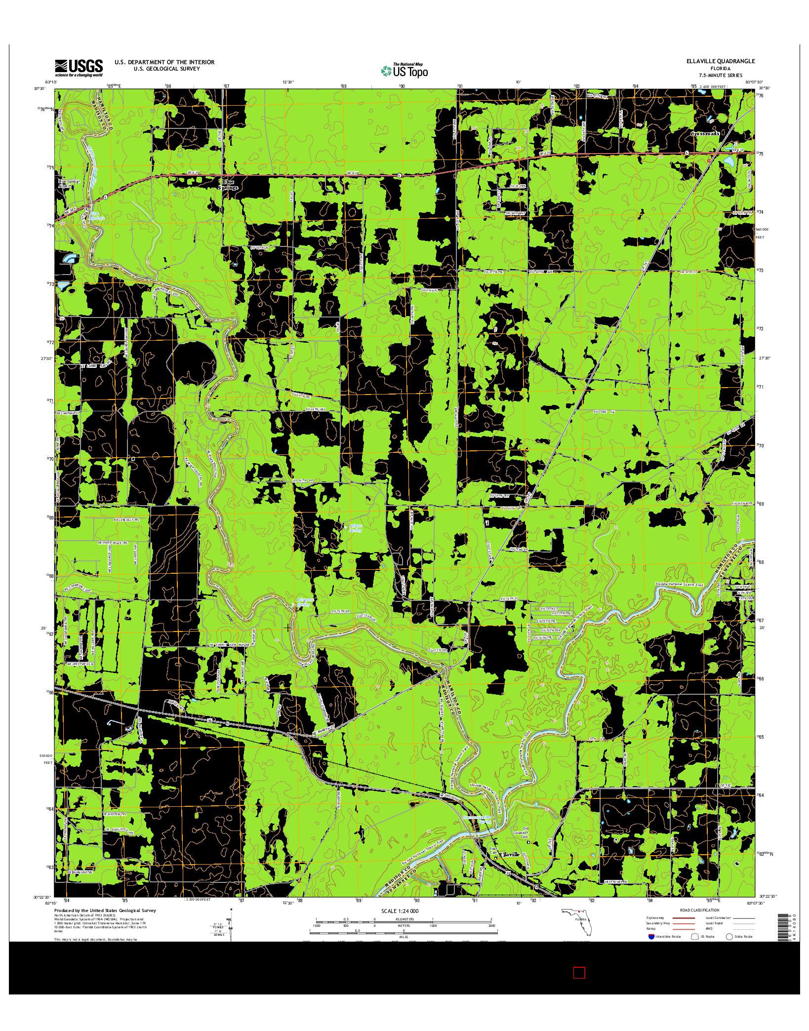 USGS US TOPO 7.5-MINUTE MAP FOR ELLAVILLE, FL 2015