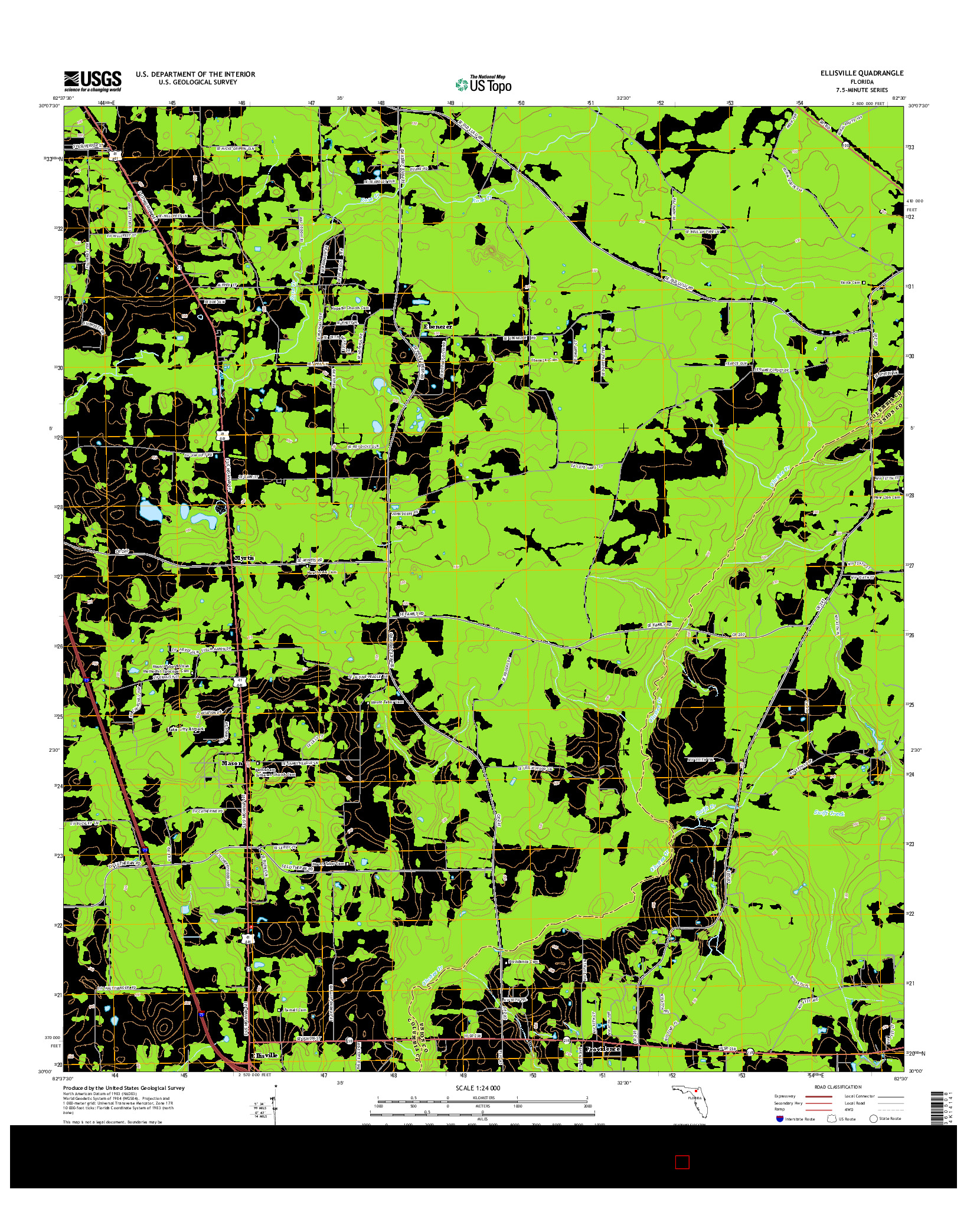 USGS US TOPO 7.5-MINUTE MAP FOR ELLISVILLE, FL 2015