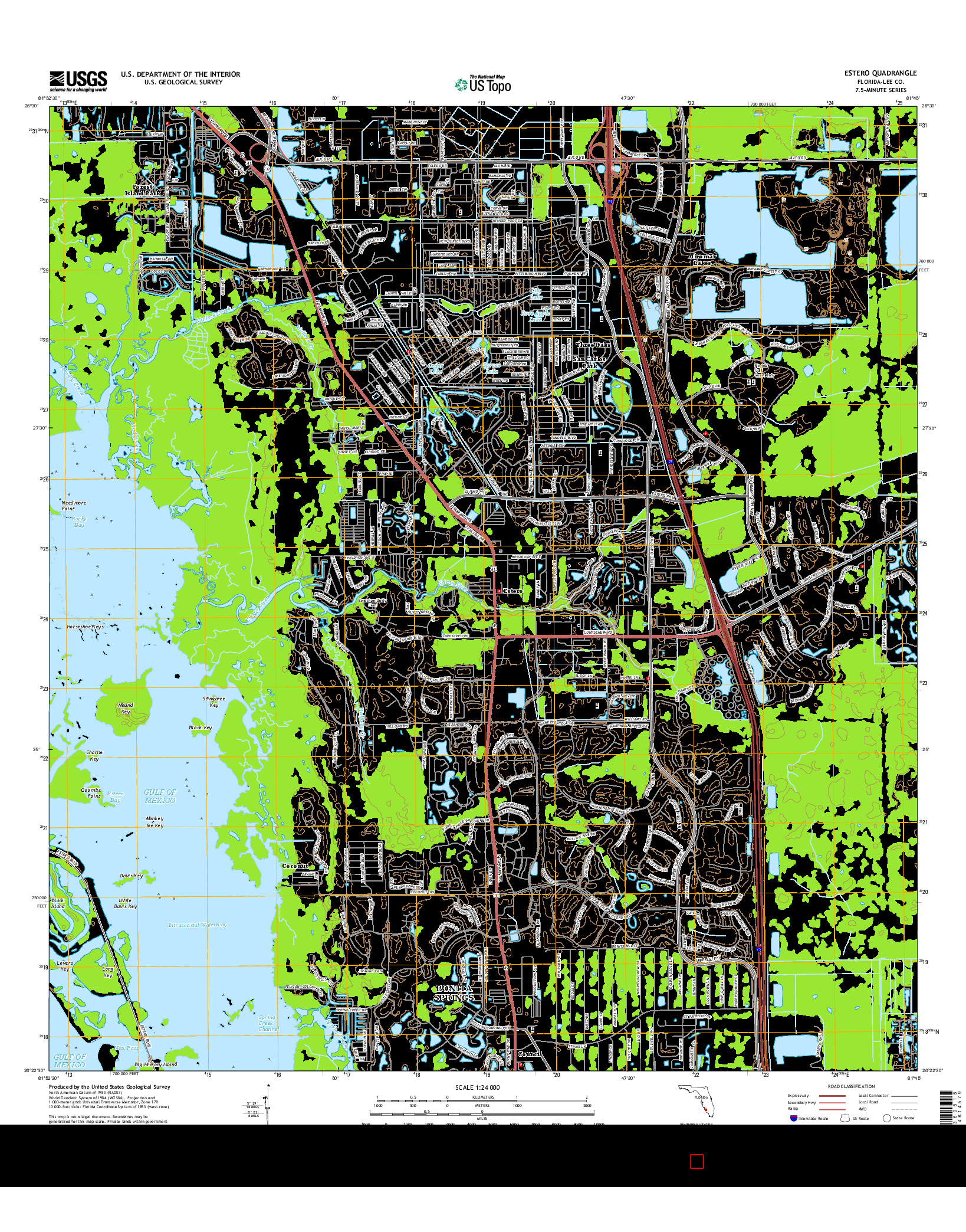 USGS US TOPO 7.5-MINUTE MAP FOR ESTERO, FL 2015