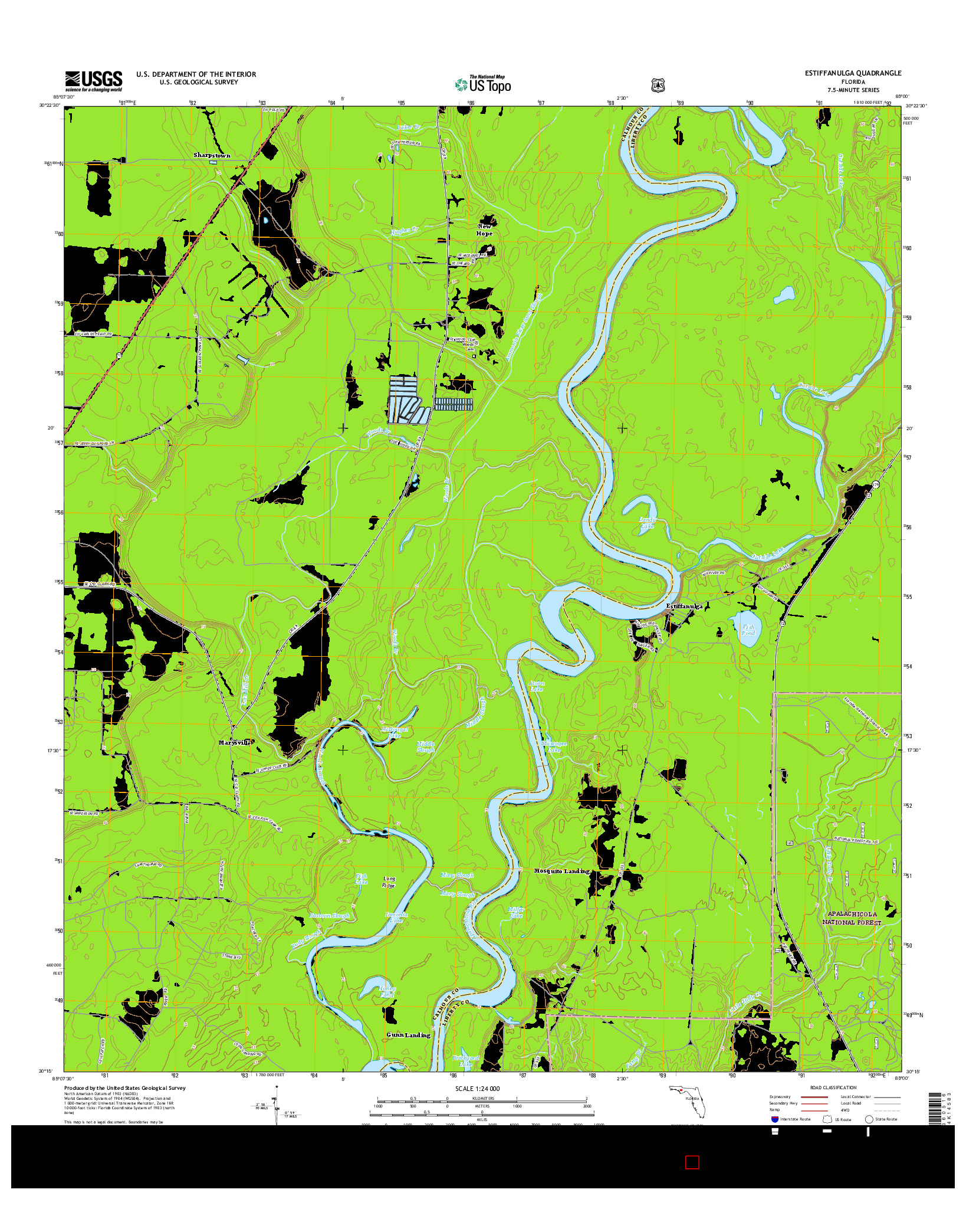 USGS US TOPO 7.5-MINUTE MAP FOR ESTIFFANULGA, FL 2015