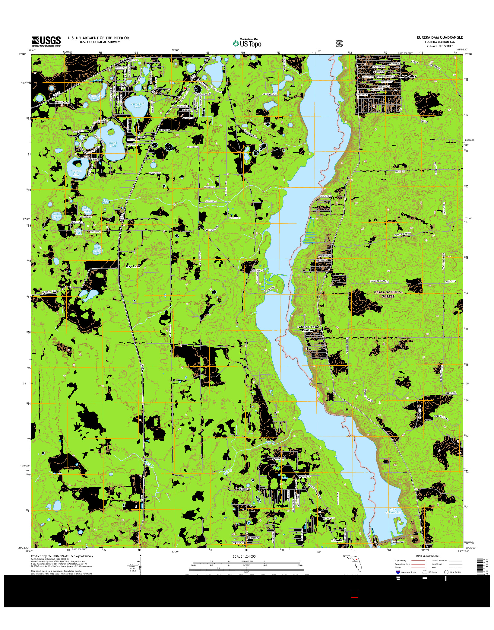 USGS US TOPO 7.5-MINUTE MAP FOR EUREKA DAM, FL 2015