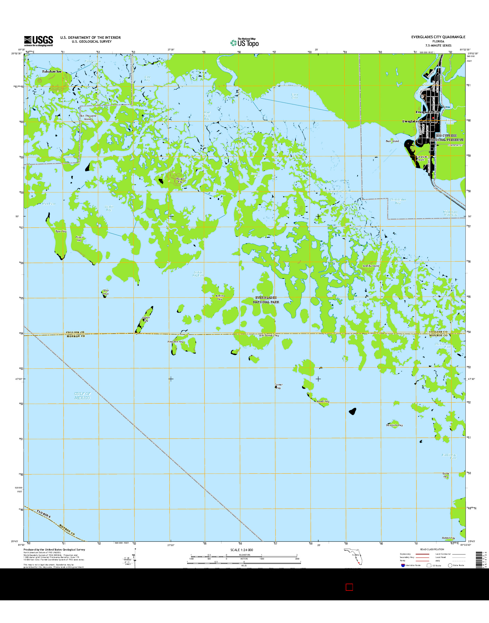 USGS US TOPO 7.5-MINUTE MAP FOR EVERGLADES CITY, FL 2015