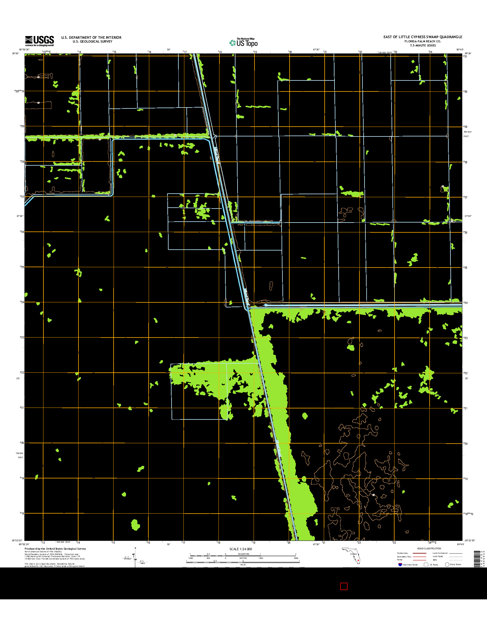 USGS US TOPO 7.5-MINUTE MAP FOR EAST OF LITTLE CYPRESS SWAMP, FL 2015