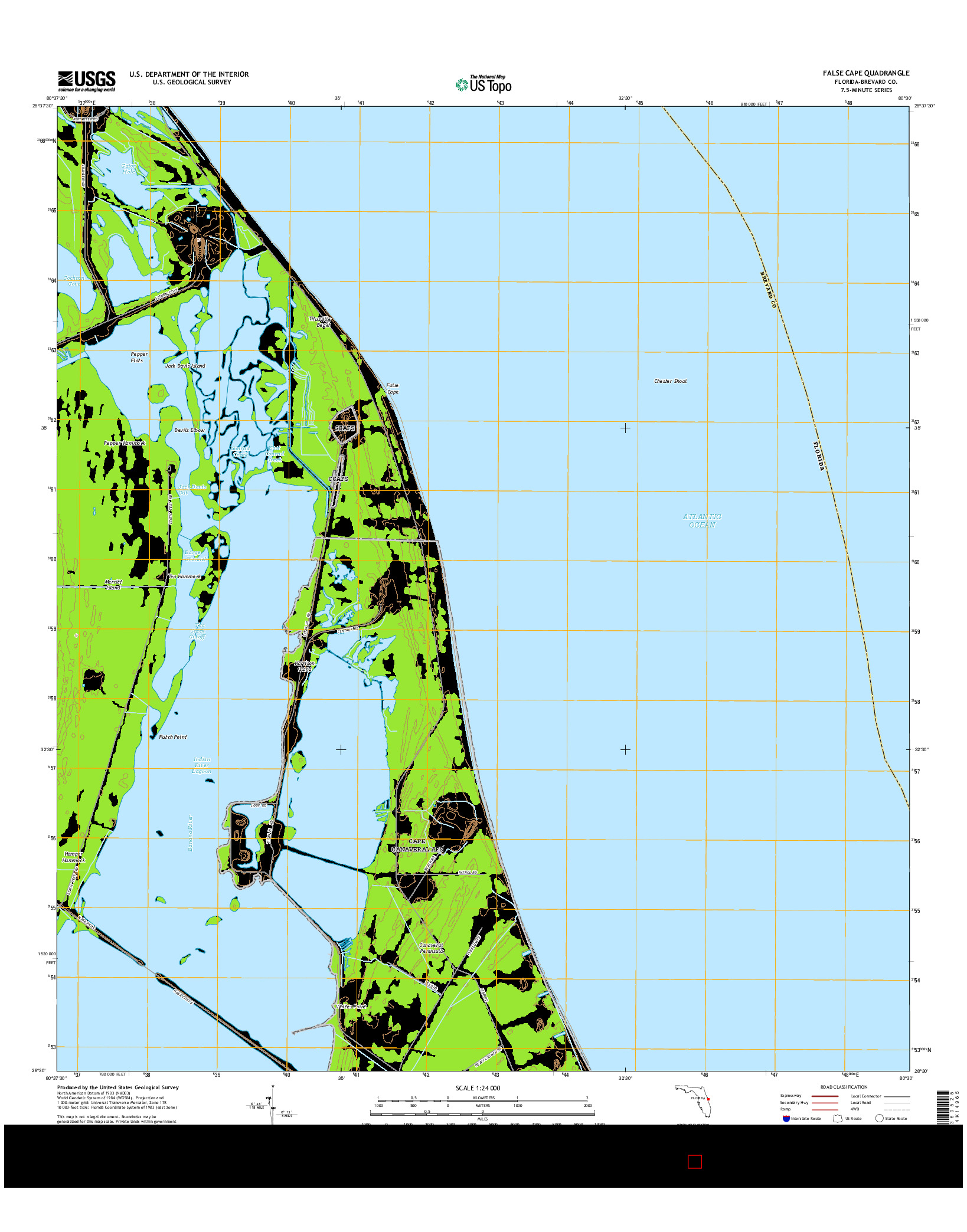 USGS US TOPO 7.5-MINUTE MAP FOR FALSE CAPE, FL 2015