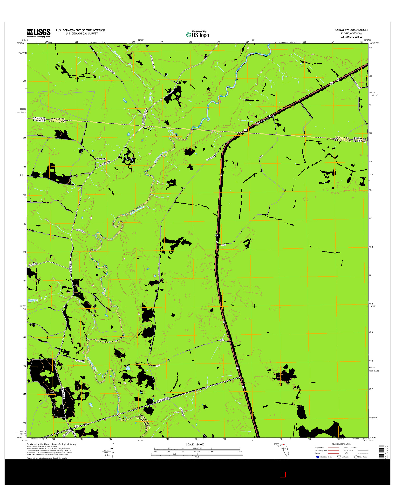 USGS US TOPO 7.5-MINUTE MAP FOR FARGO SW, FL-GA 2015