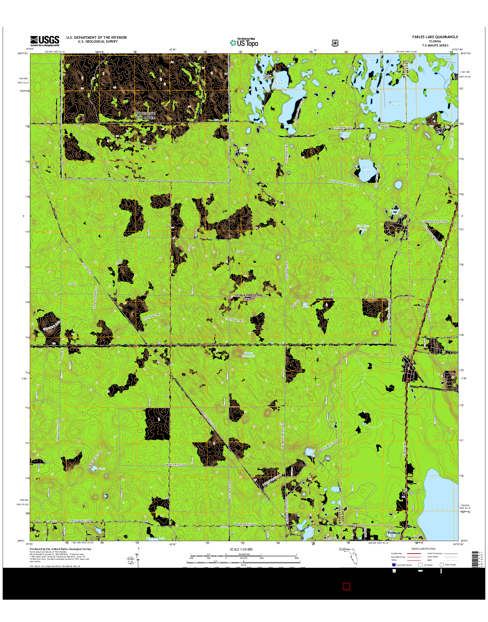USGS US TOPO 7.5-MINUTE MAP FOR FARLES LAKE, FL 2015